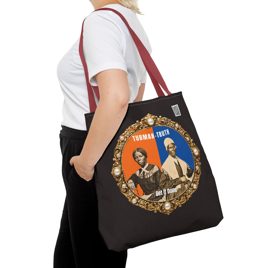 Tubman-Truth Brooch Graphic Tote Bag (Black)