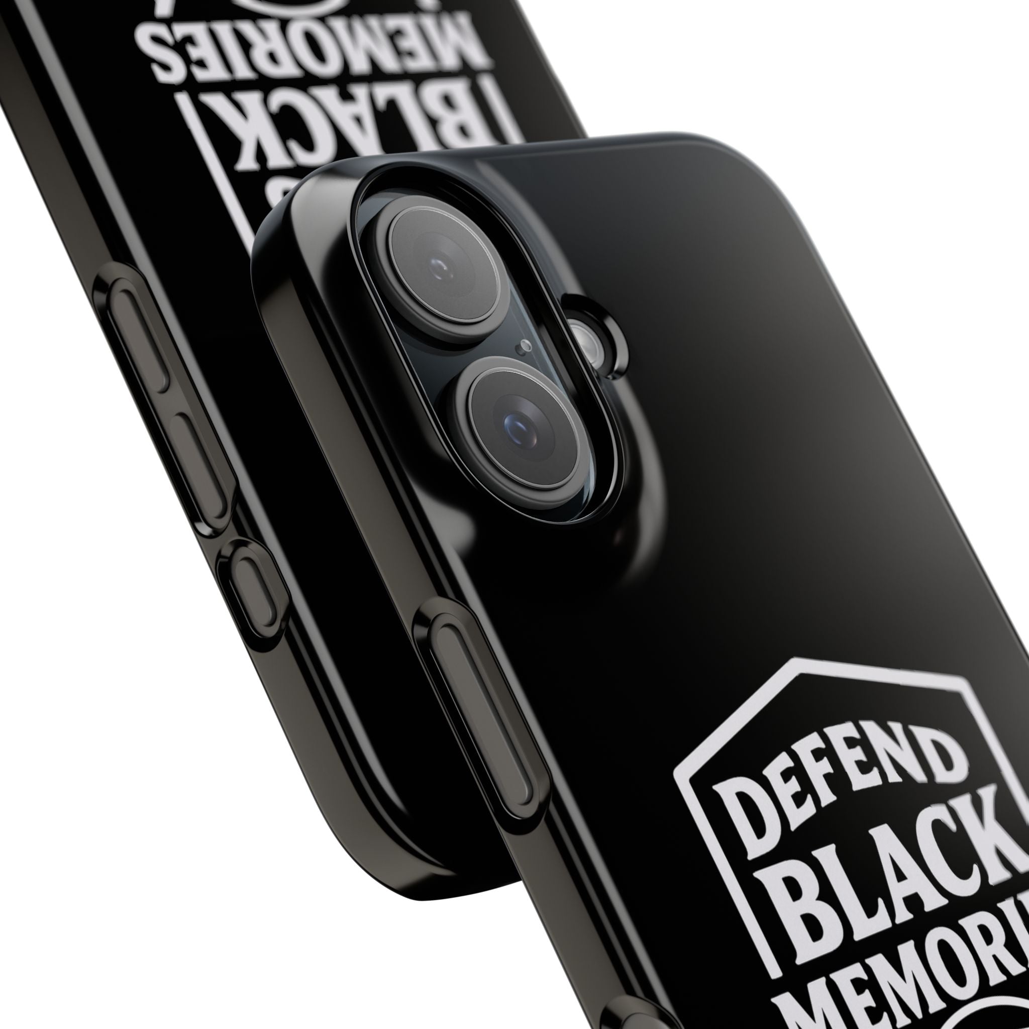 Defend Black Memories Slim Phone Case — Black Shield Typography Protective Cover