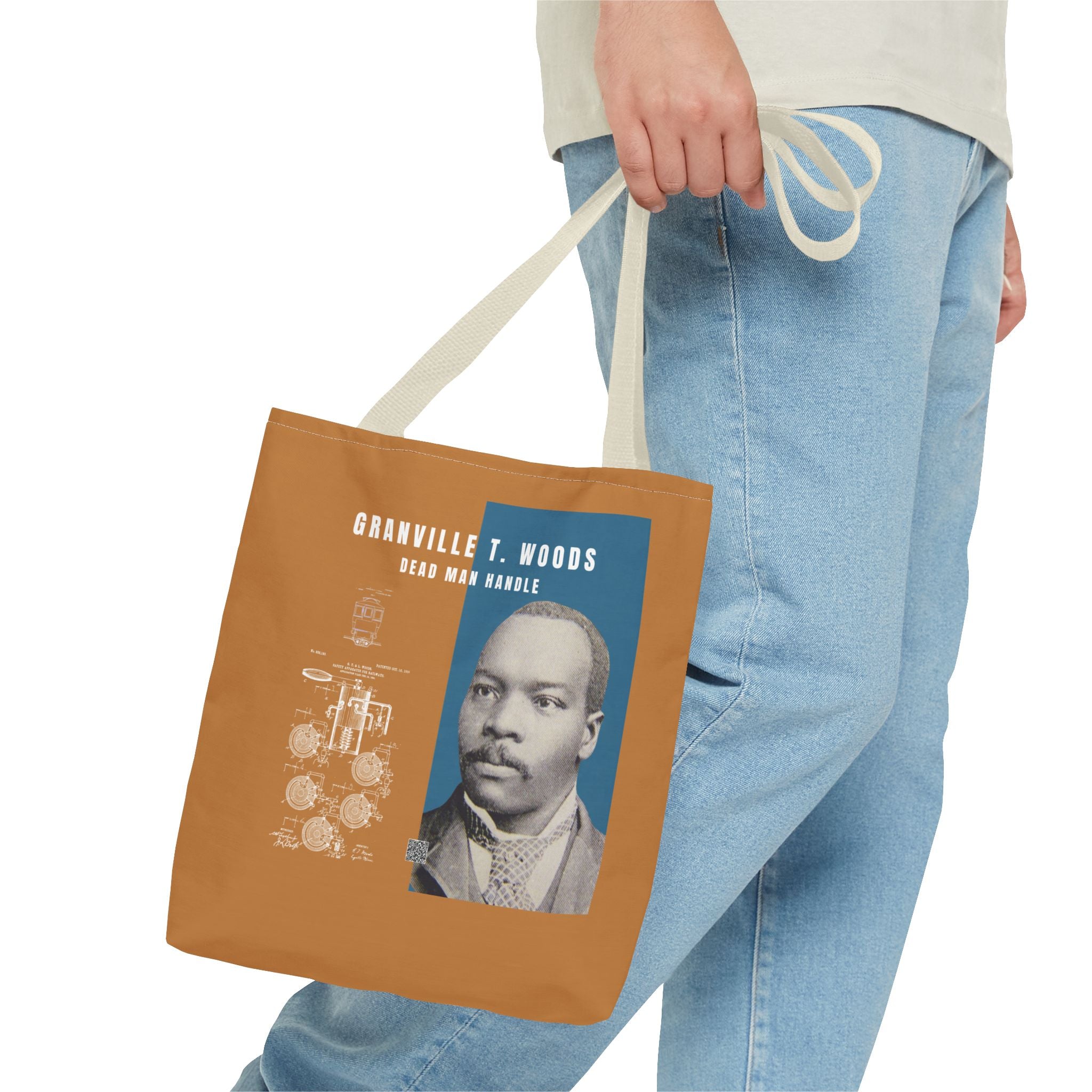 Granville T. Woods Historical Portrait Tote Bag (Light Brown)