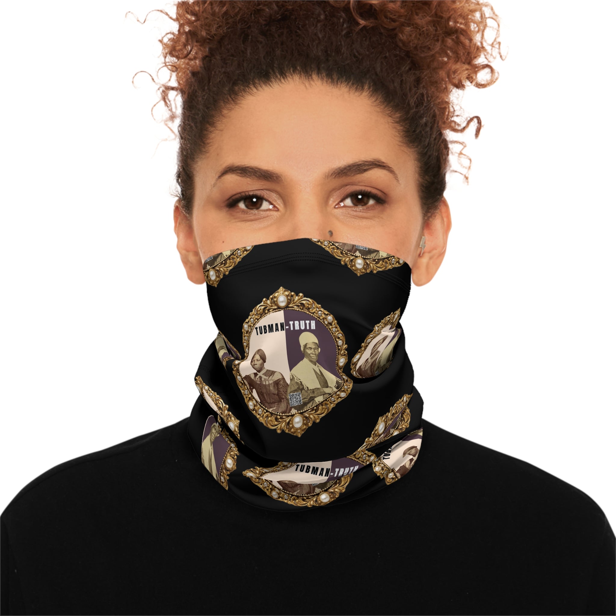 Tubman-Truth Winter Neck Gaiter With Drawstring (Black)