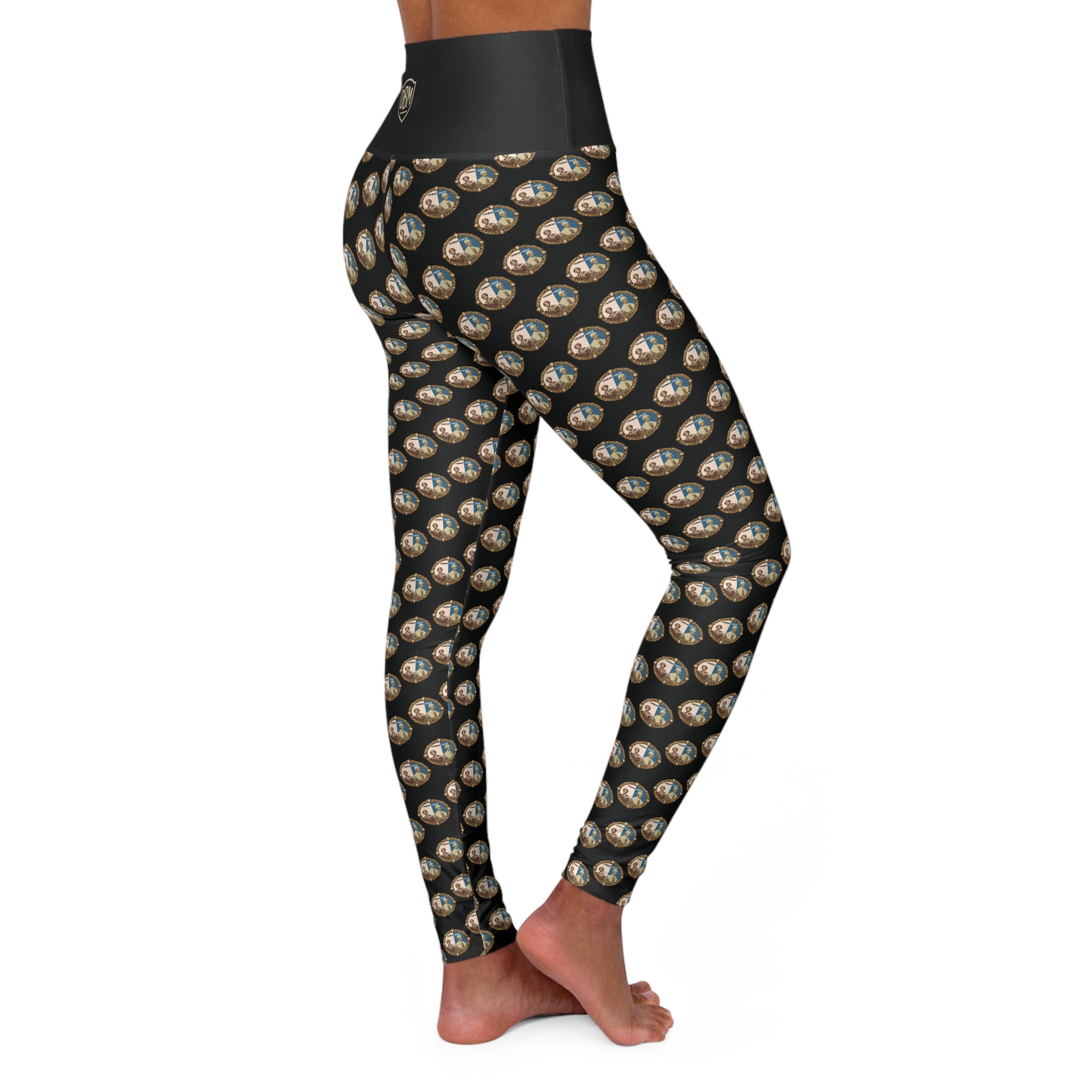 Tubman-Truth Brooch Design, High Waisted Yoga Leggings (Black)