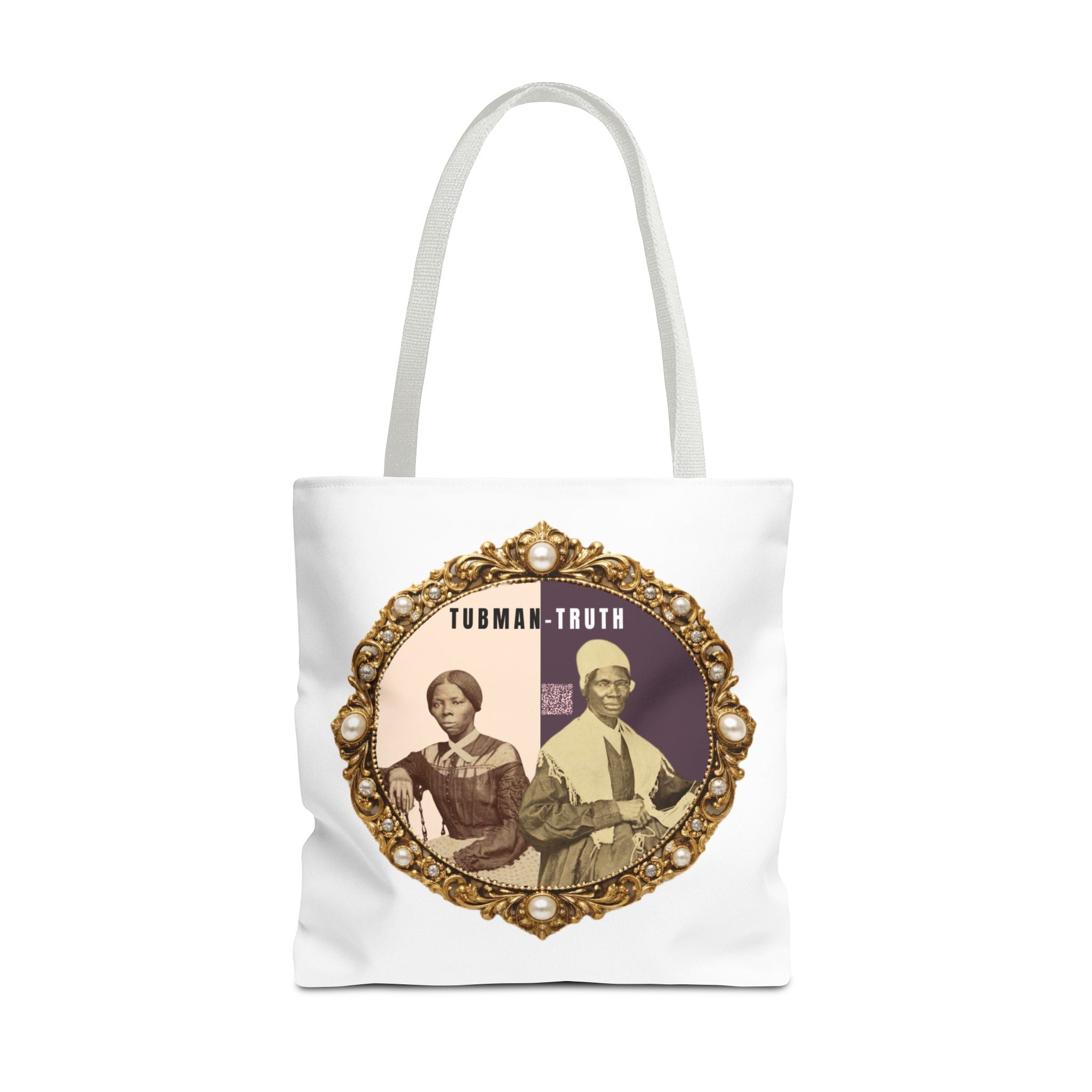 Tubman-Truth Brooch Graphic Tote Bag (White)