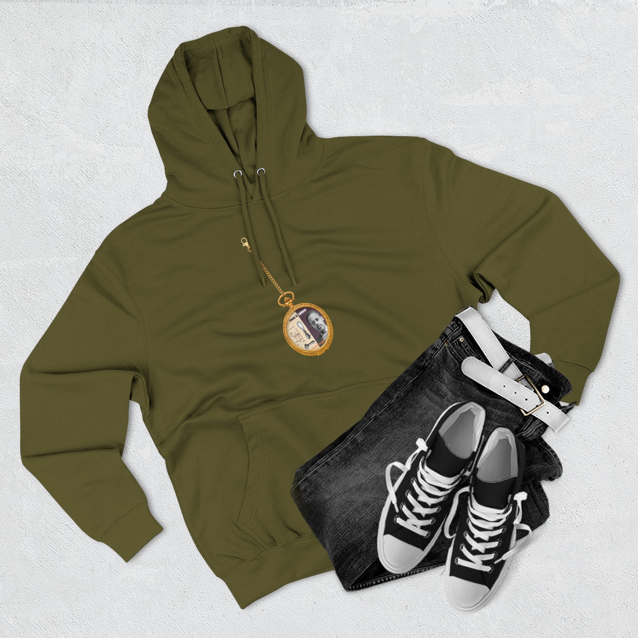 Lewis H Latimer Pocket Watch Three-Panel Fleece Hoodie