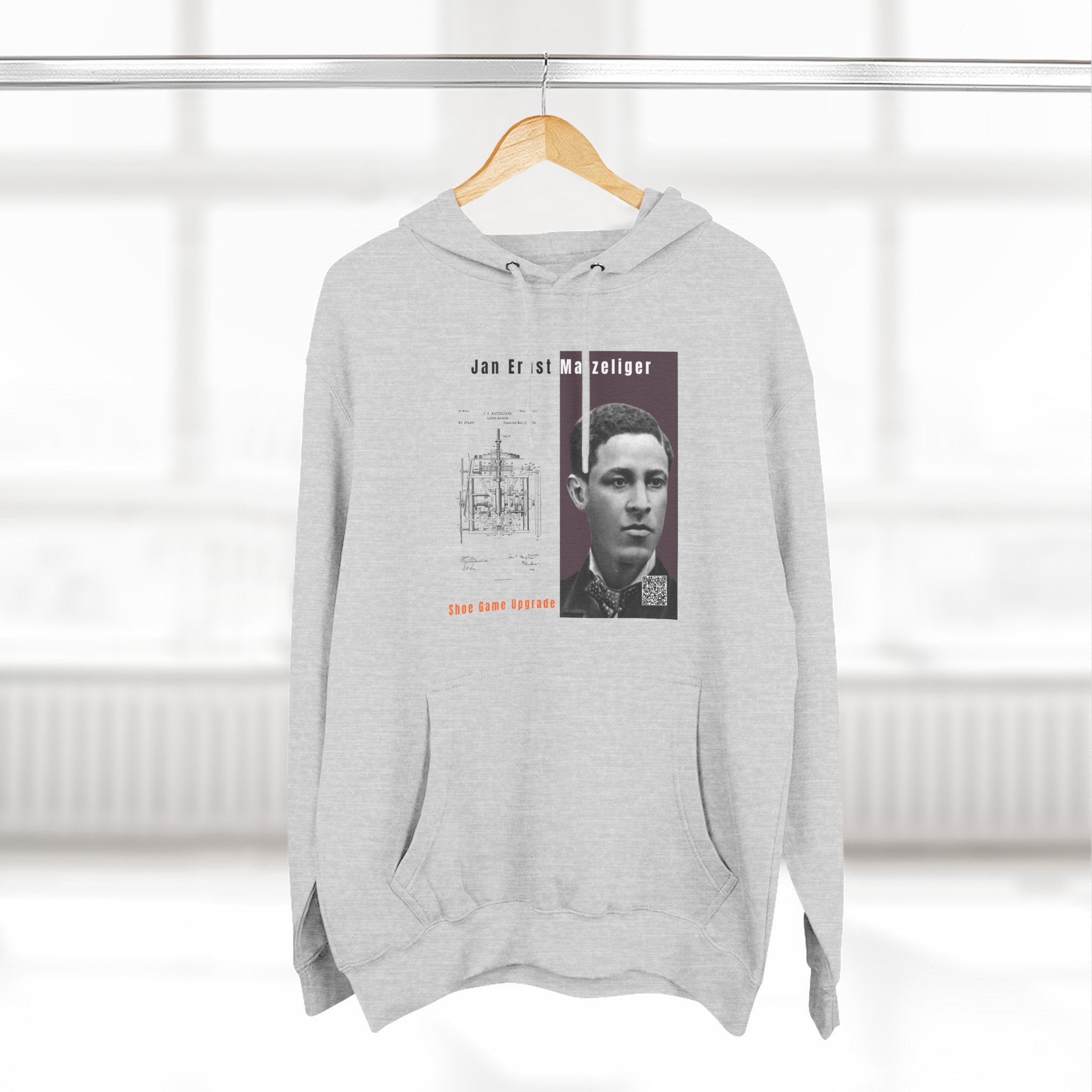 Defend Black Memories: Jan E. Matzeliger Three-Panel Historic Black Portrait Hoodie