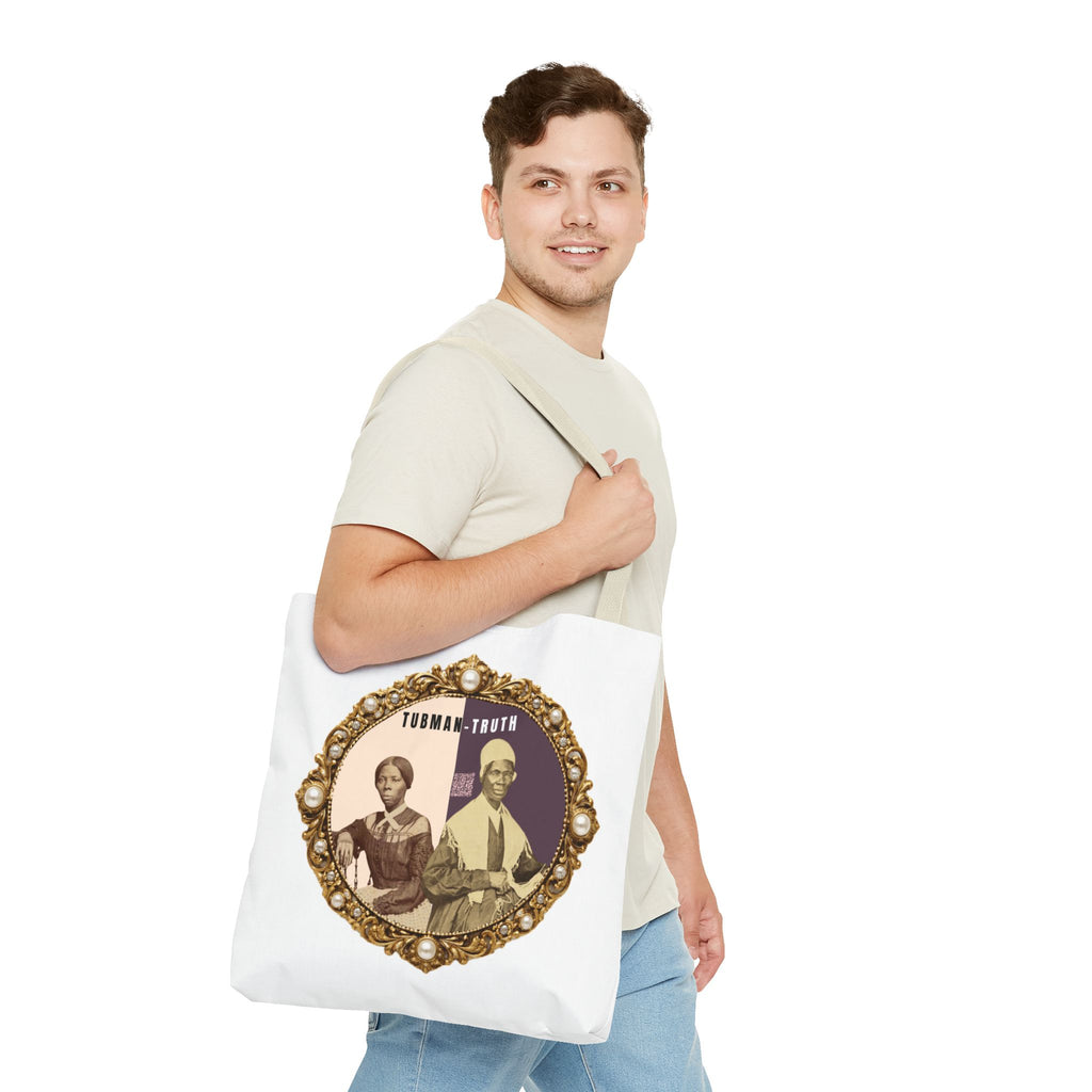 Tubman-Truth Brooch Graphic Tote Bag (White)