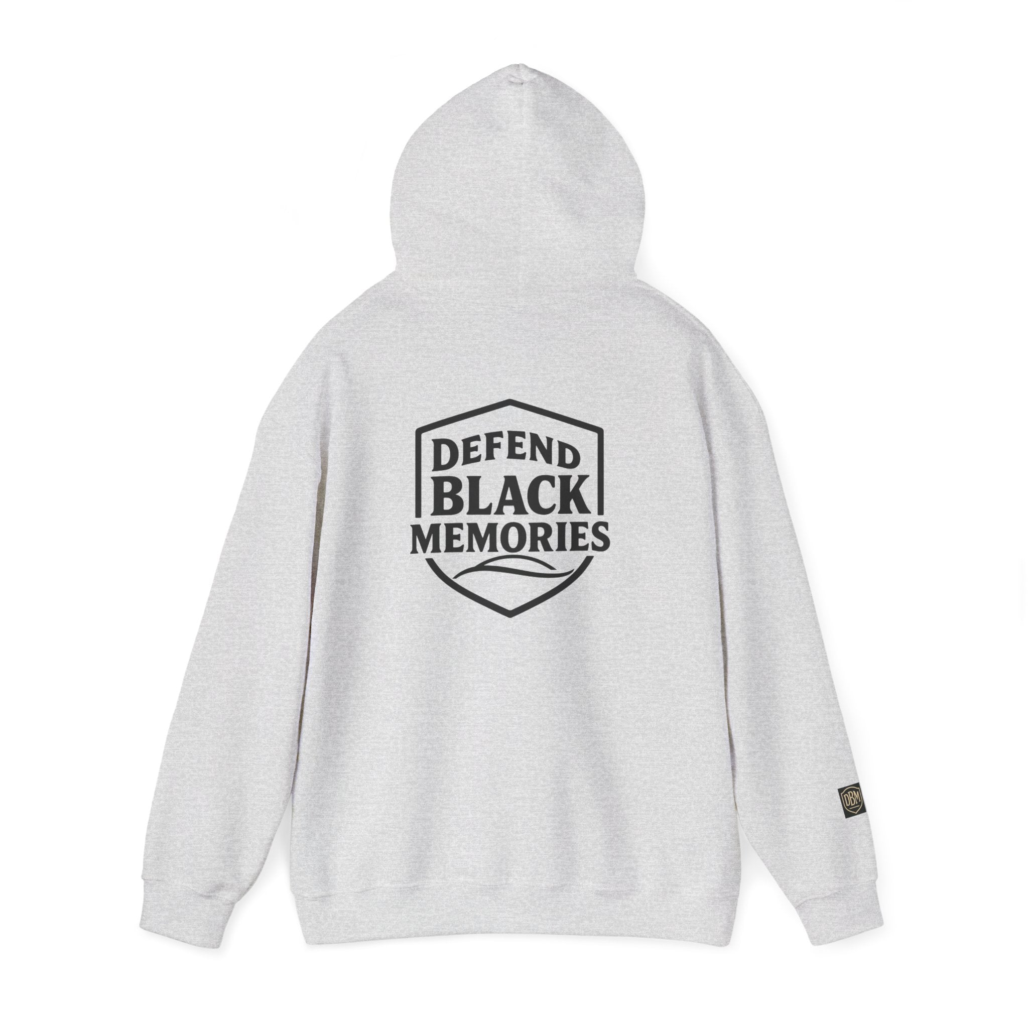 Defend Black Memories: Elijah McCoy Historical Black Portrait Big Back Logo Hoodie