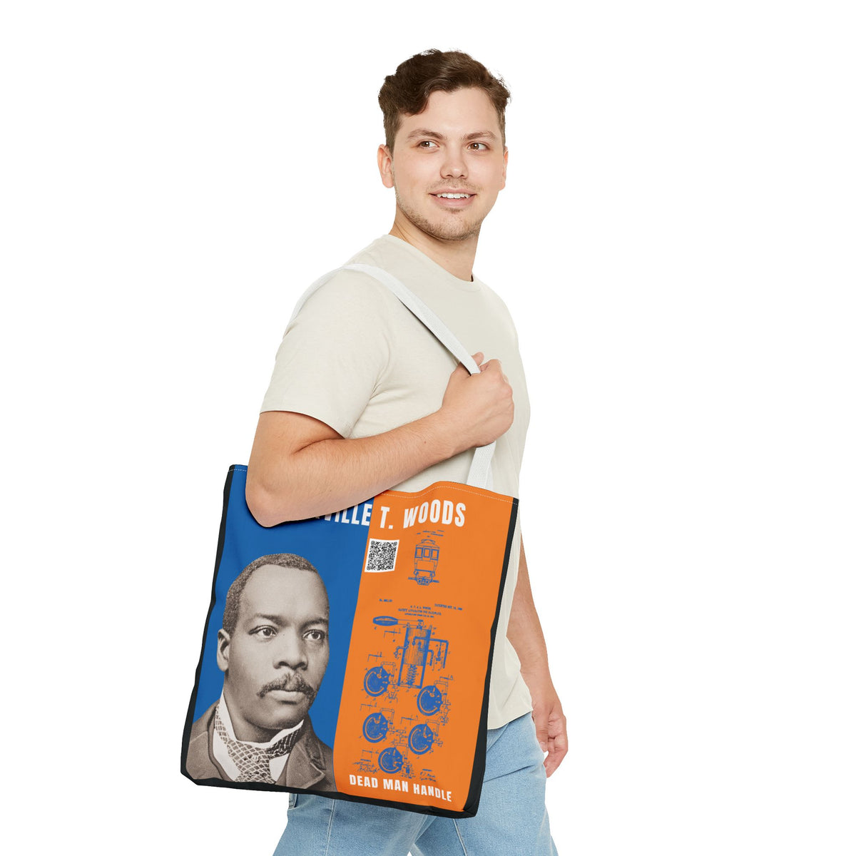Granville T. Woods Historical Portrait Tote Bag -Turquoise (City Champs)