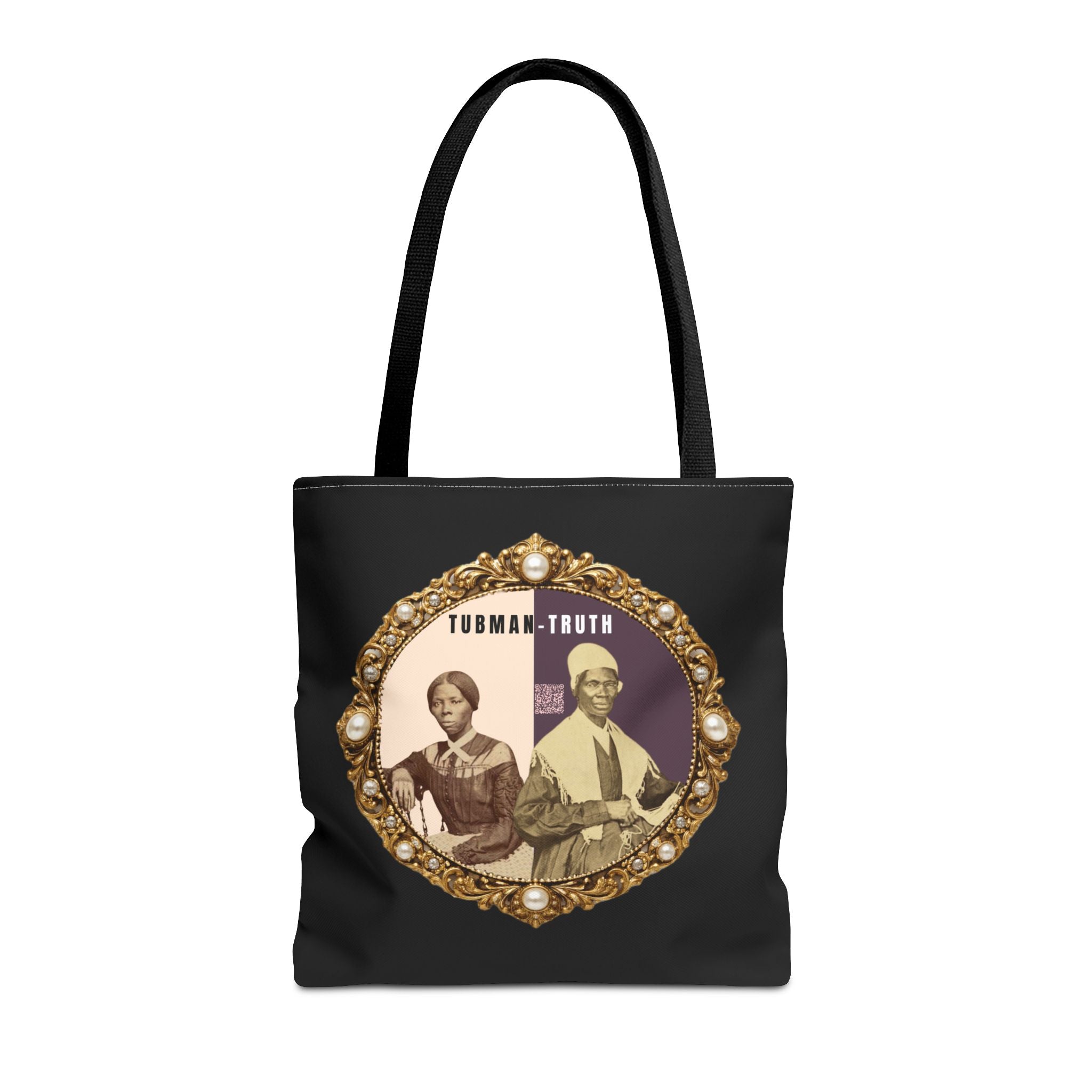 Tubman-Truth Brooch Graphic Tote Bag (Black)