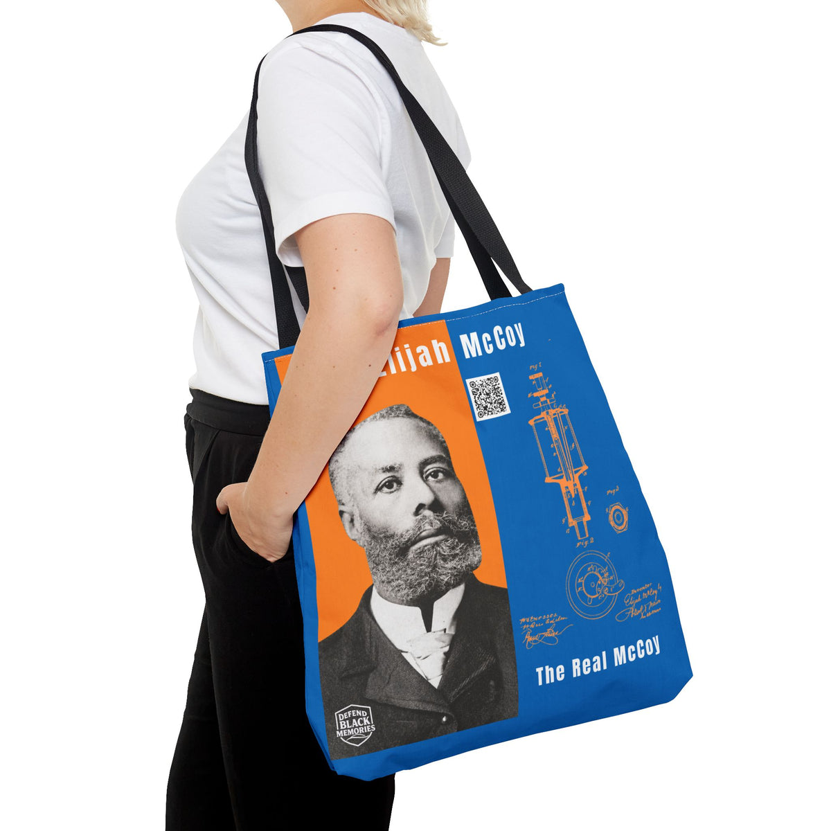 Elijah McCoy 'The Real McCoy' Tote Bag — Inspirational History Tribute (White)