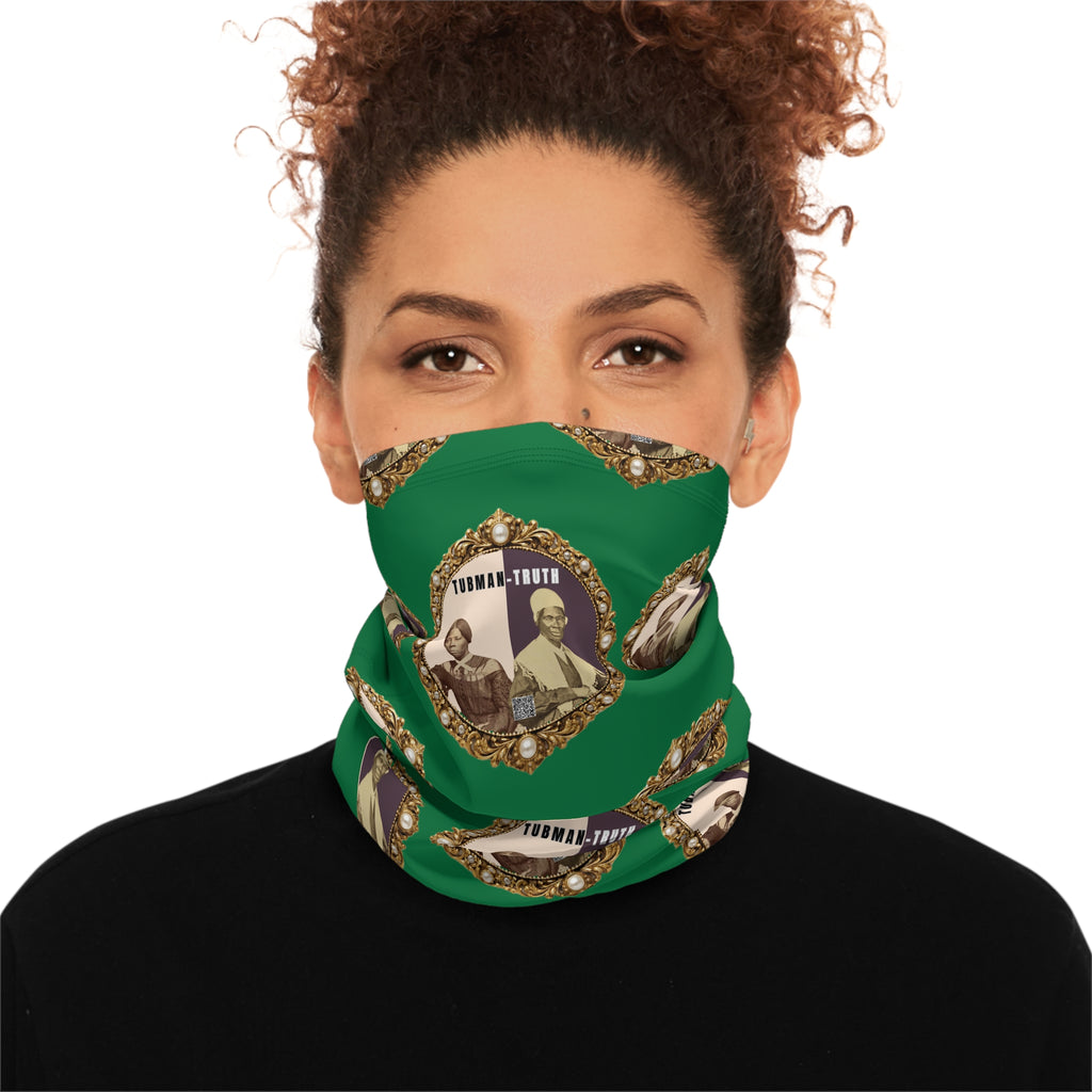Tubman-Truth Brooch Graphic, Winter Neck Gaiter W/Drawstring (Green)