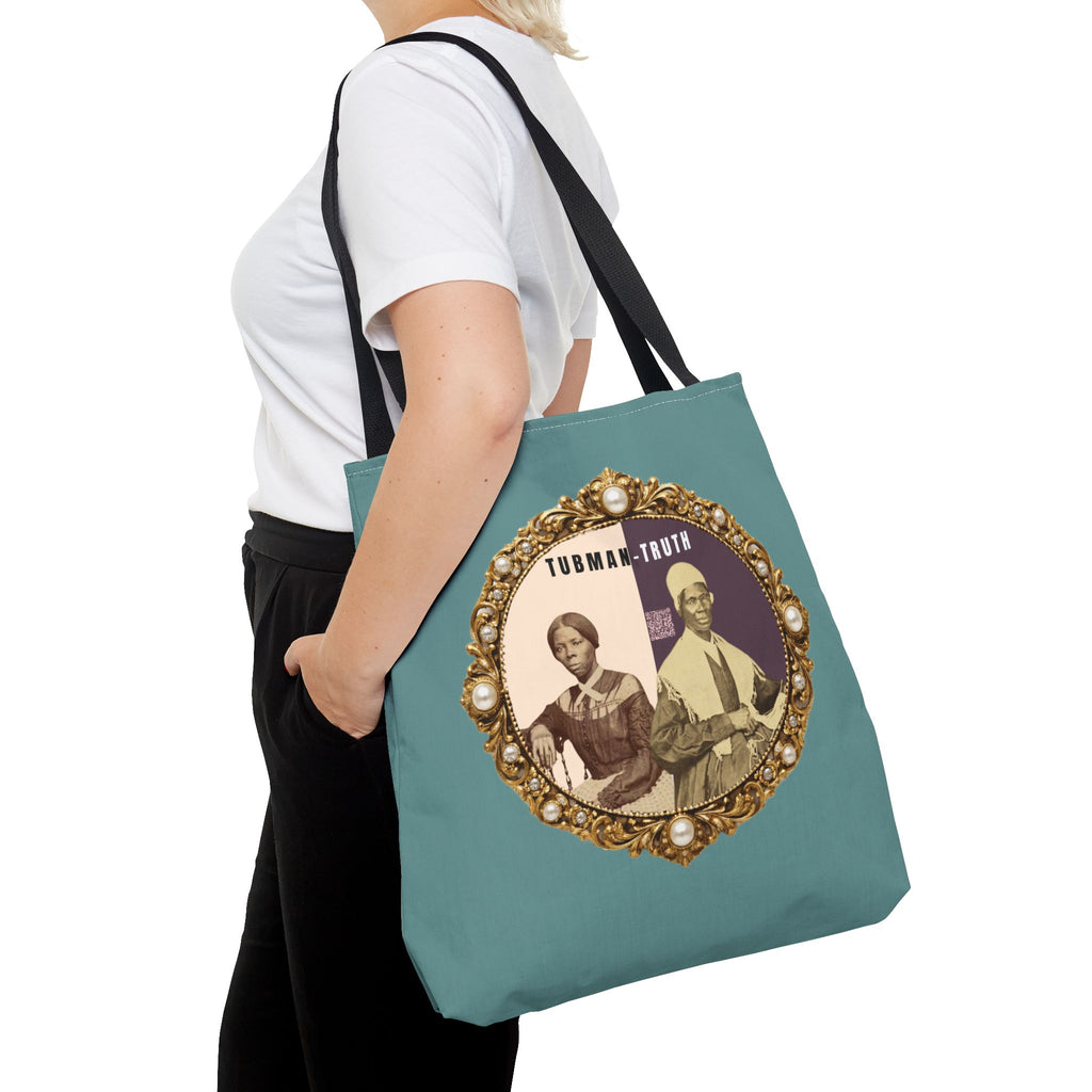 Tubman-Truth Brooch Graphic Tote Bag (Dark Teal)