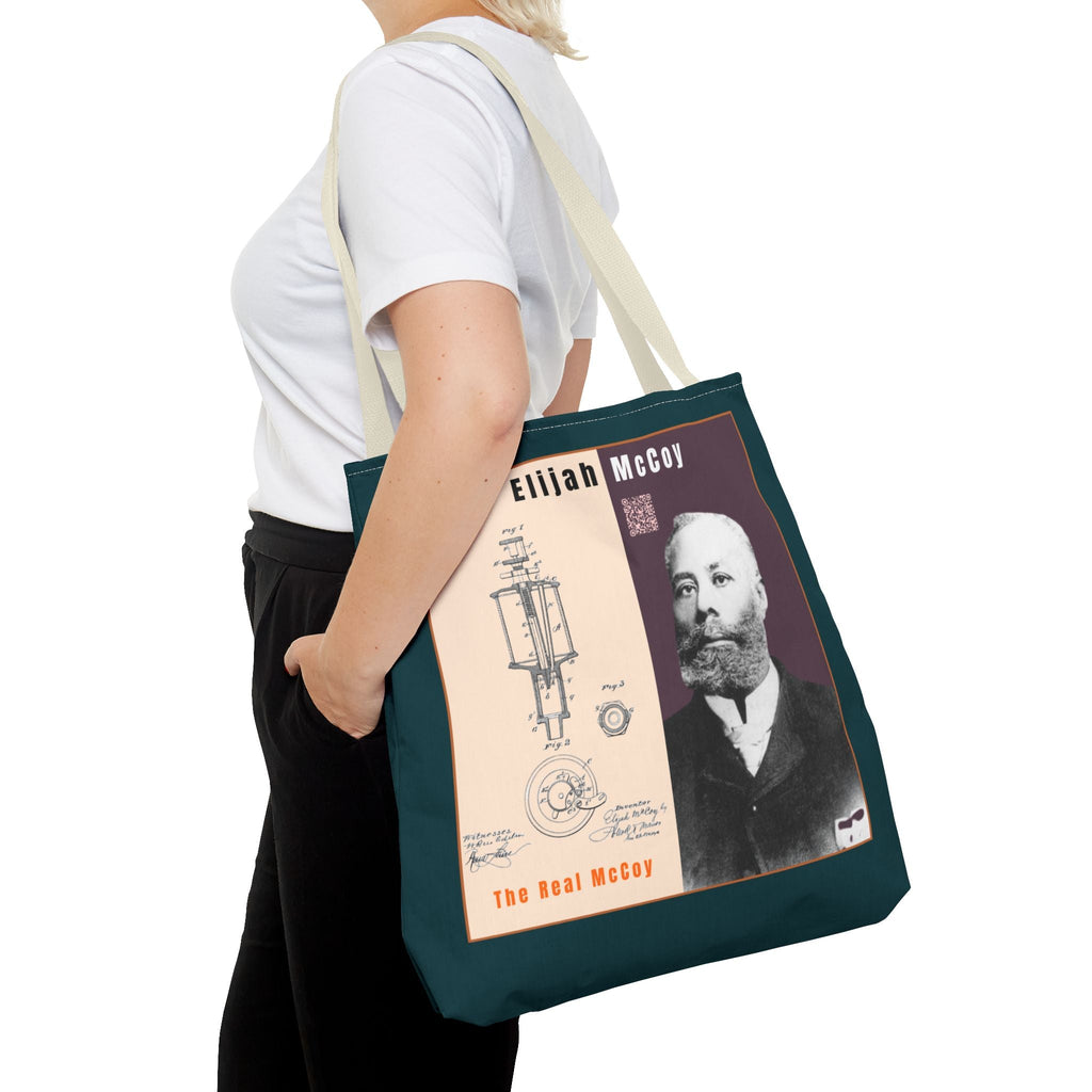 Elijah McCoy 'The Real McCoy' Tote Bag — Inspirational History Tribute (Muted Teal)