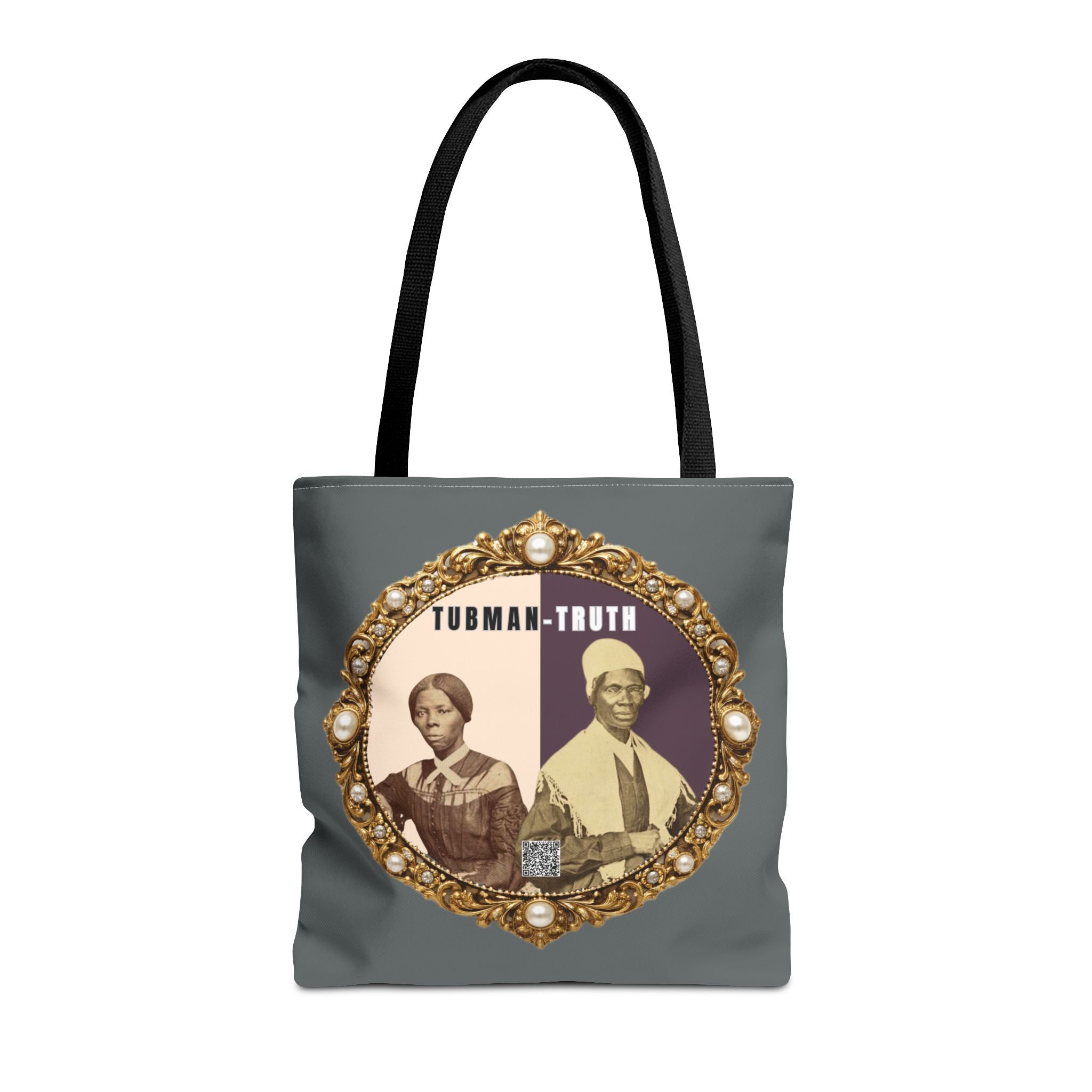 Tubman-Truth Brooch Graphic Tote Bag (Dark grey)