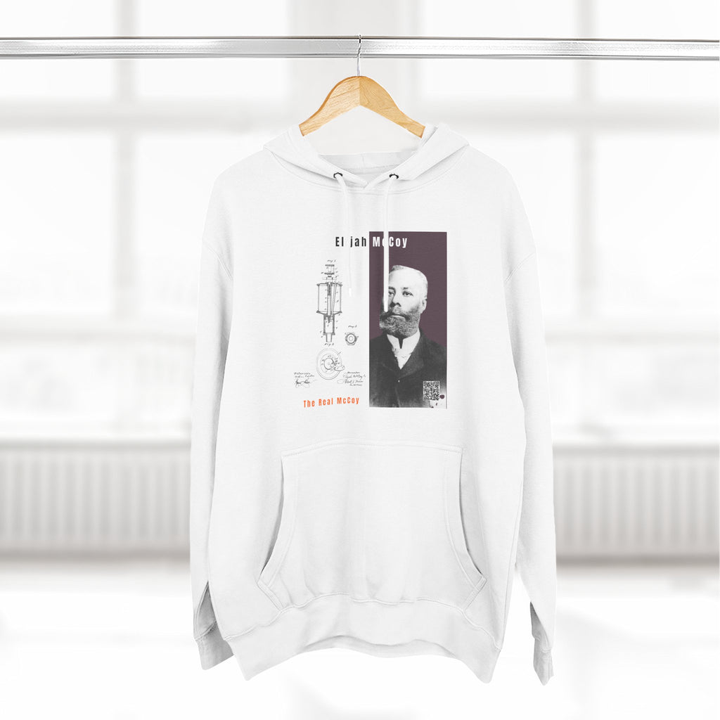 Defend Black Memories: Elijah McCoy Three-Panel Design Hoodie-Historic Black Portrait Pullover