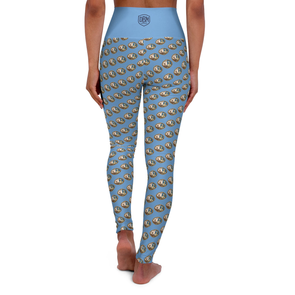 Tubman-Truth Brooch Design, High Waisted Yoga Leggings (Light Blue)