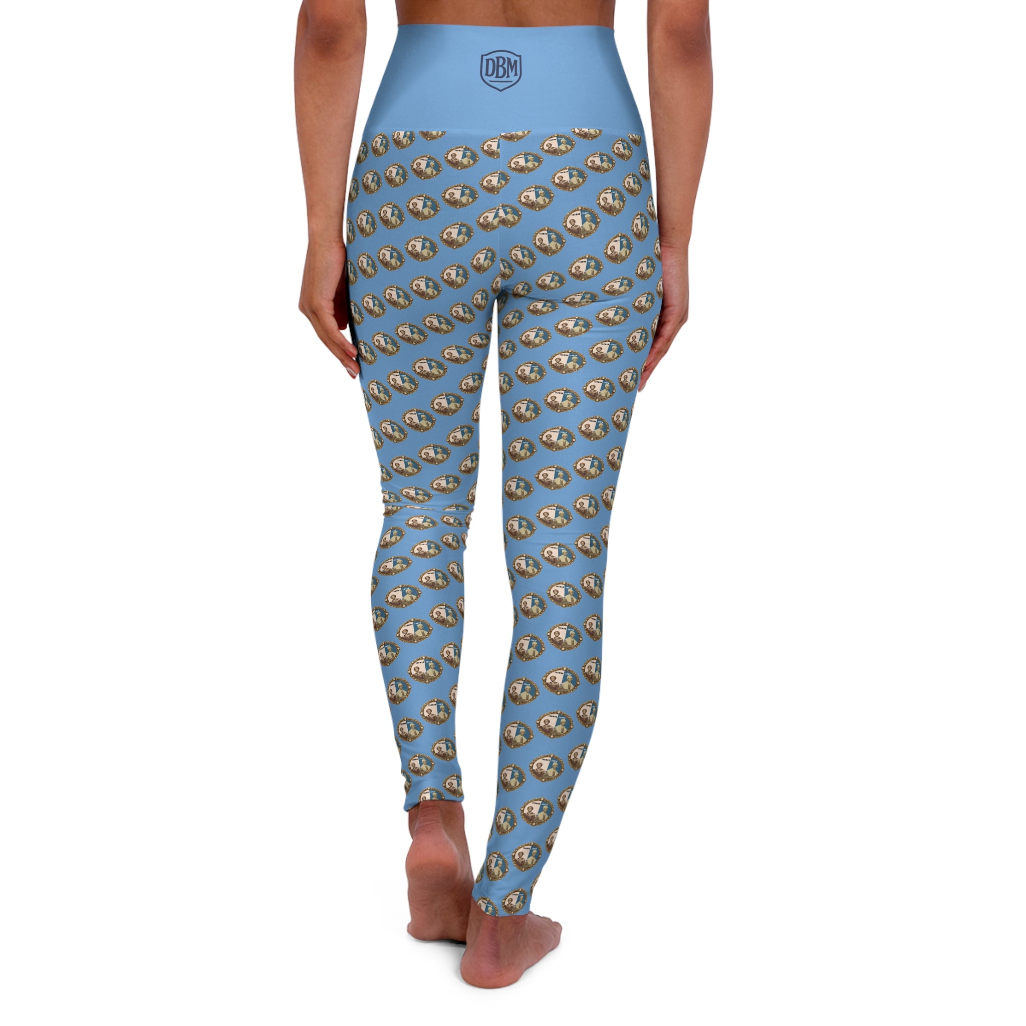 Tubman-Truth Brooch Design, High Waisted Yoga Leggings (Light Blue)