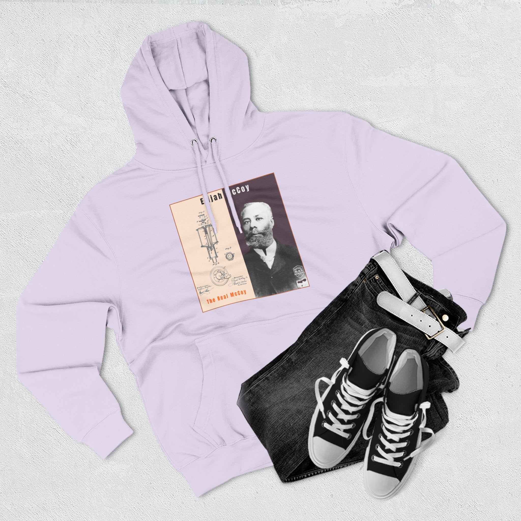 Elijah McCoy Three-Panel Design Hoodie-Historic Black Portrait Pullover (City Champs)