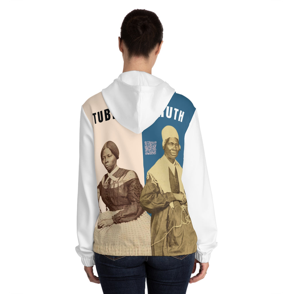 Tubman-Truth, Women's Full-Zip Hoodie w/AOP Back Graphic,