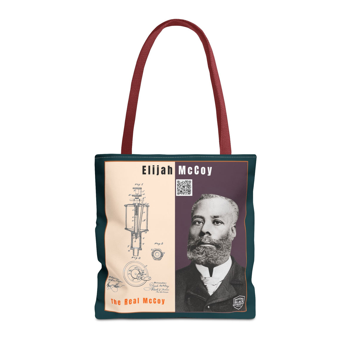 Elijah McCoy 'The Real McCoy' Tote Bag — Inspirational History Tribute (Muted Teal)