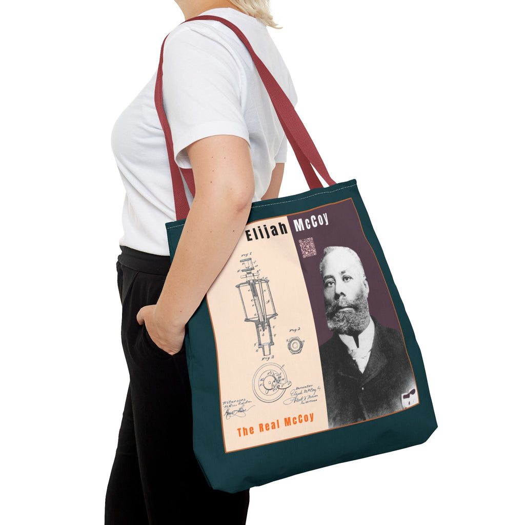 Elijah McCoy 'The Real McCoy' Tote Bag — Inspirational History Tribute (Muted Teal)