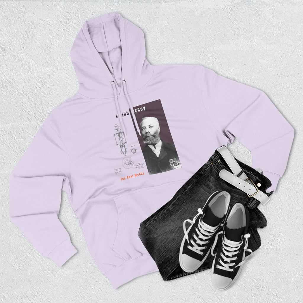 Defend Black Memories: Elijah McCoy Three-Panel Design Hoodie-Historic Black Portrait Pullover