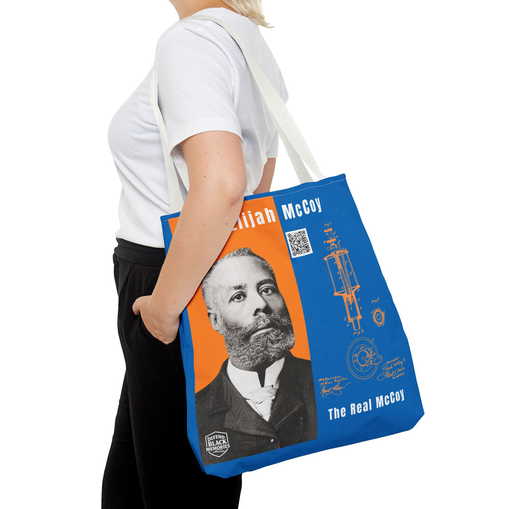 Elijah McCoy 'The Real McCoy' Tote Bag — Inspirational History Tribute (White)