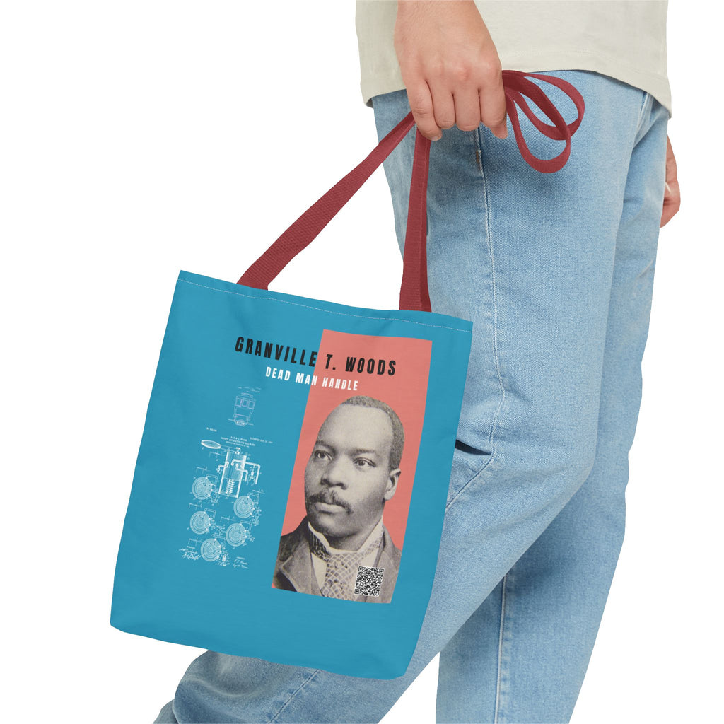 Granville T. Woods Historical Portrait Tote Bag (Turquoise)