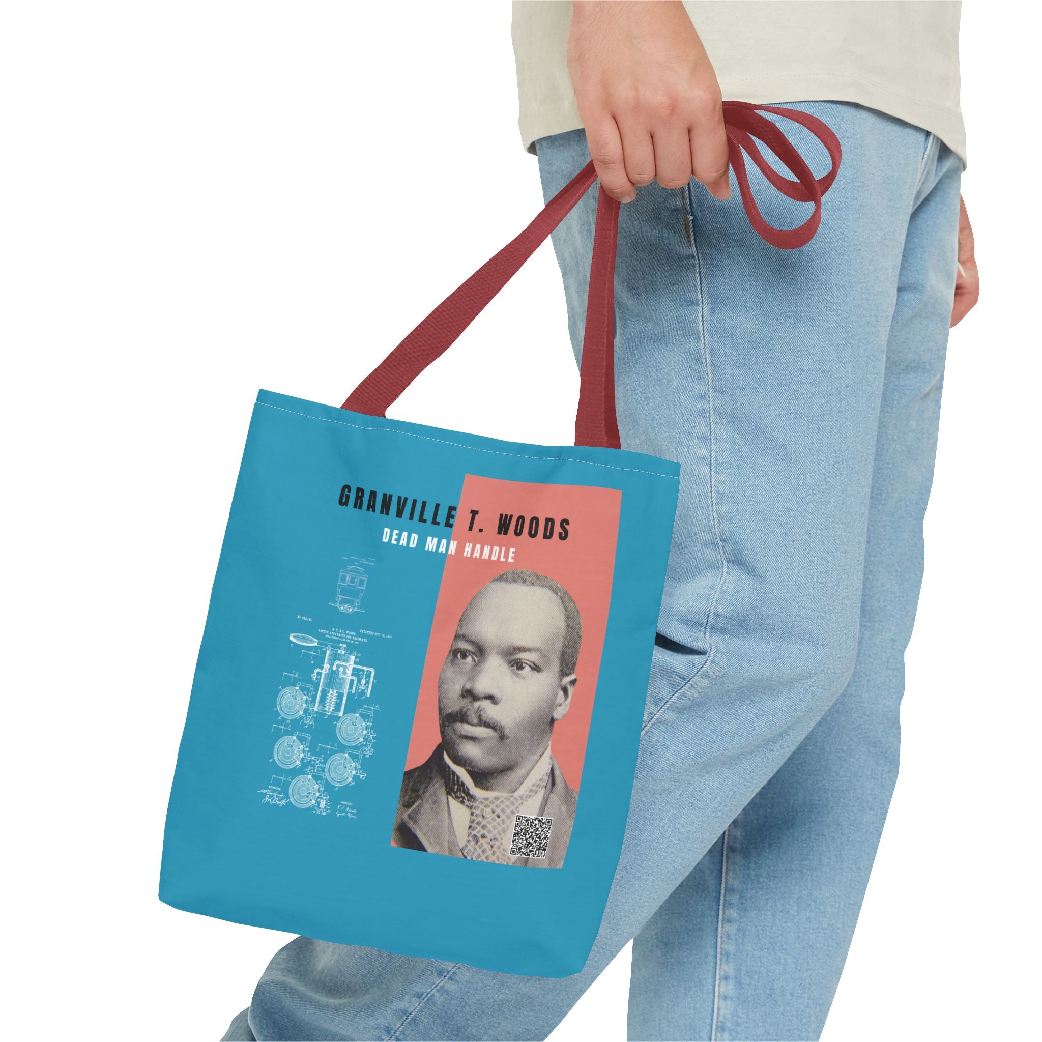 Granville T. Woods Historical Portrait Tote Bag (Turquoise)