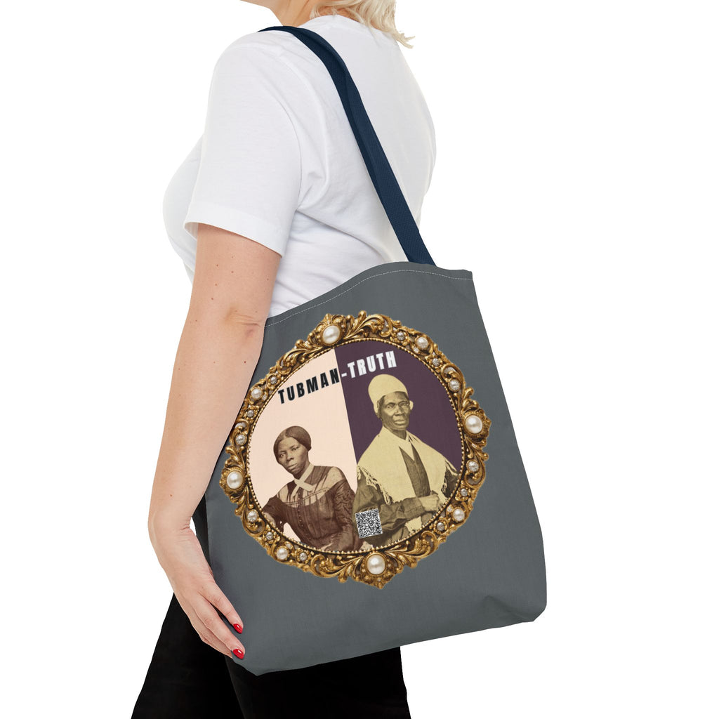 Tubman-Truth Brooch Graphic Tote Bag (Dark grey)