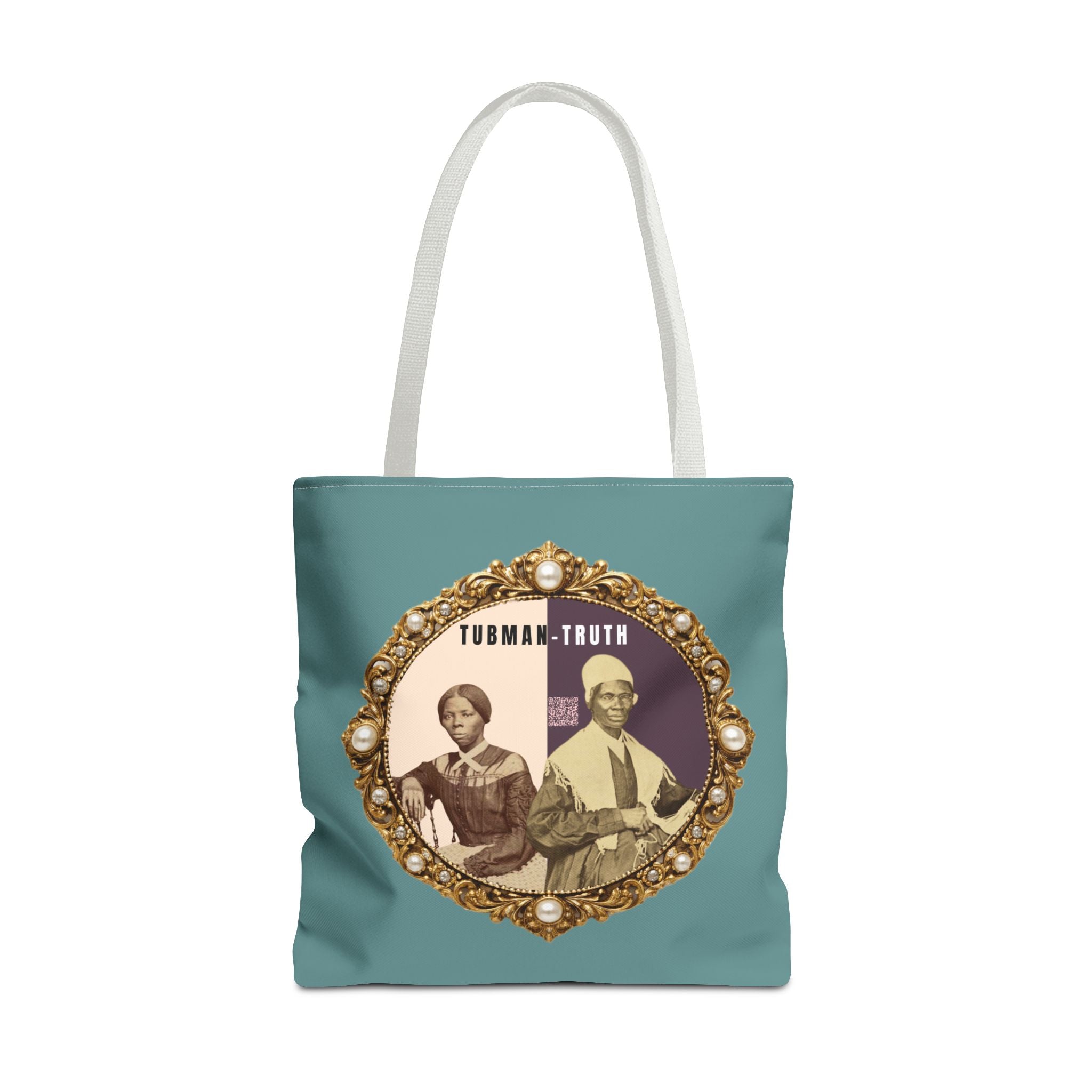 Tubman-Truth Brooch Graphic Tote Bag (Dark Teal)