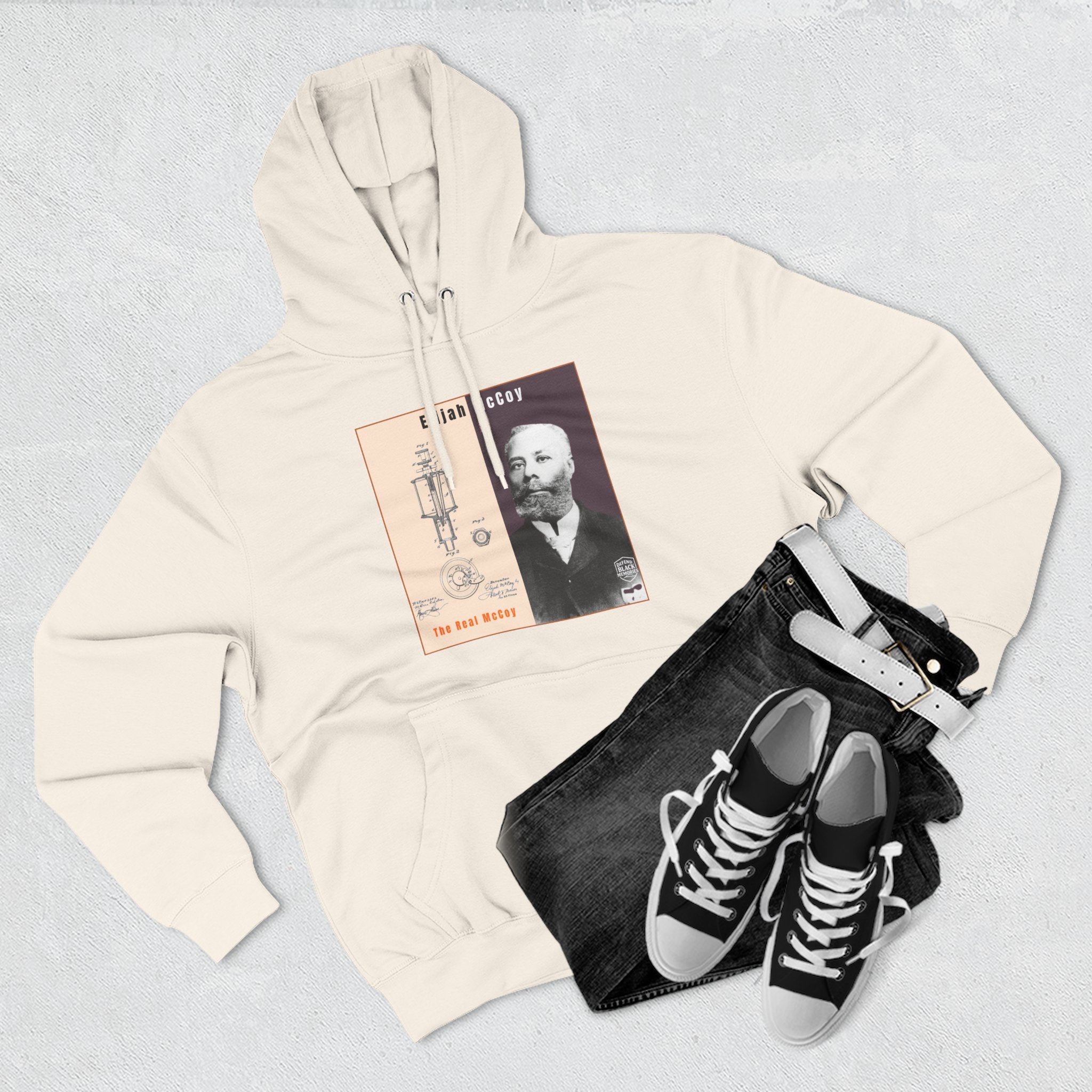 Elijah McCoy Three-Panel Design Hoodie-Historic Black Portrait Pullover (City Champs)