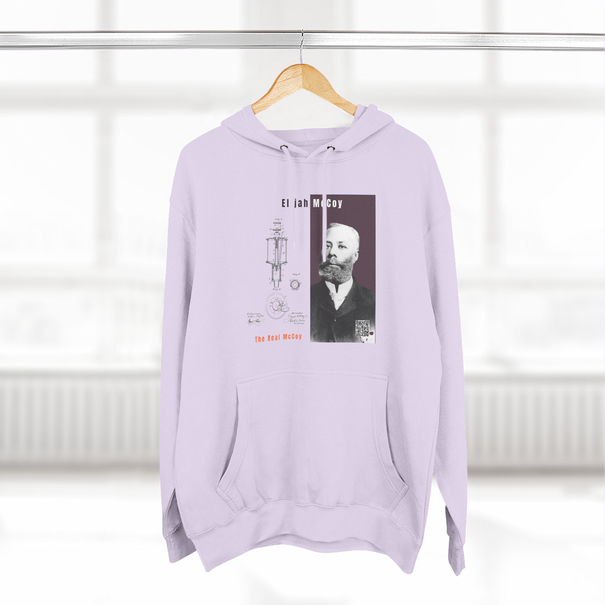 Defend Black Memories: Elijah McCoy Three-Panel Design Hoodie-Historic Black Portrait Pullover