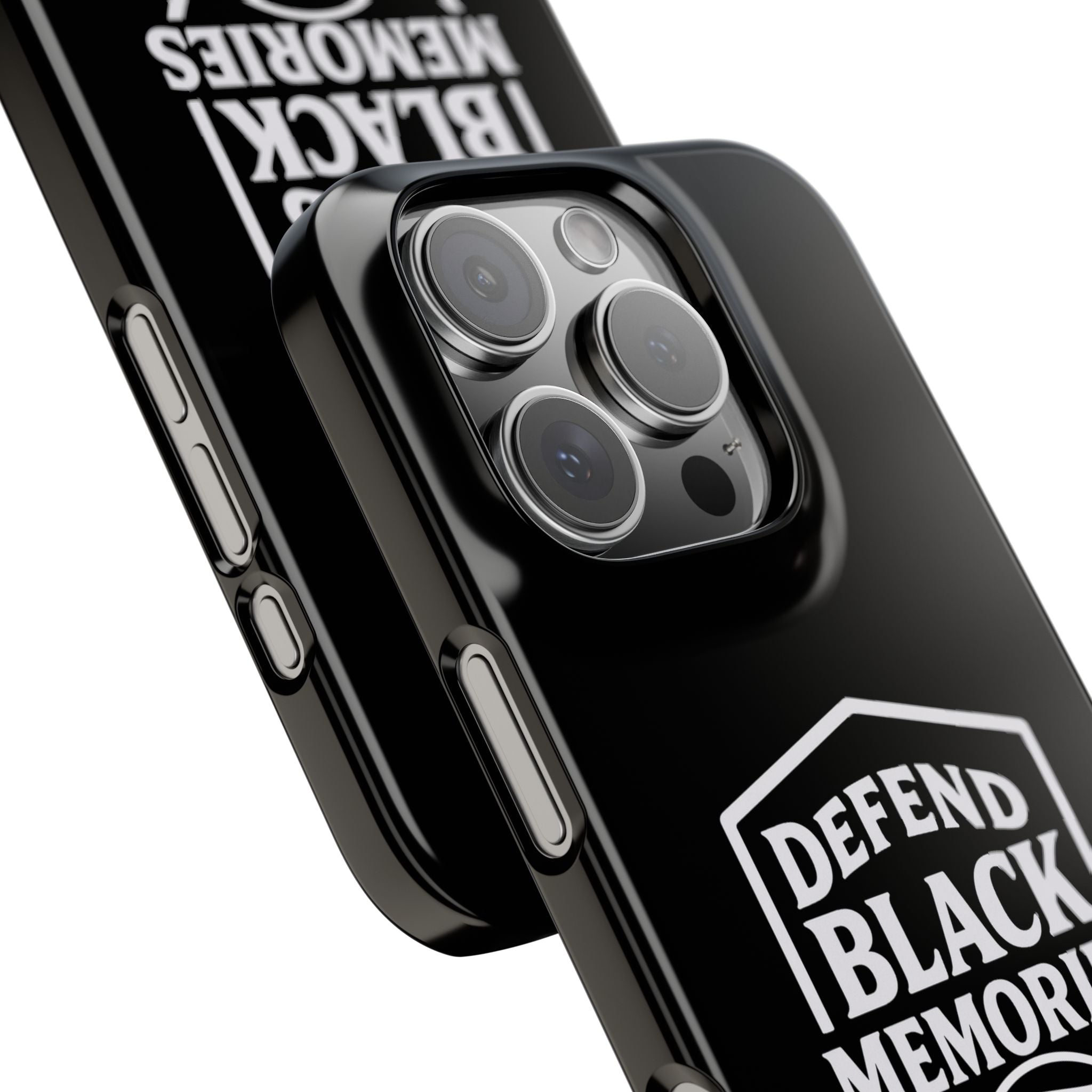 Defend Black Memories Slim Phone Case — Black Shield Typography Protective Cover