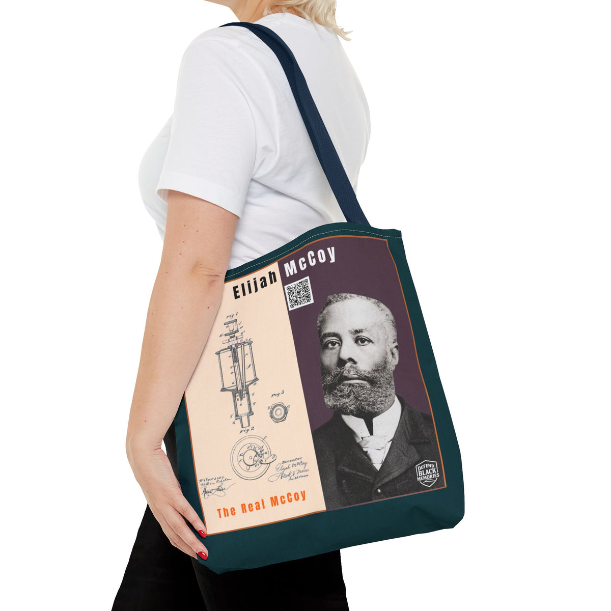 Elijah McCoy 'The Real McCoy' Tote Bag — Inspirational History Tribute (Muted Teal)