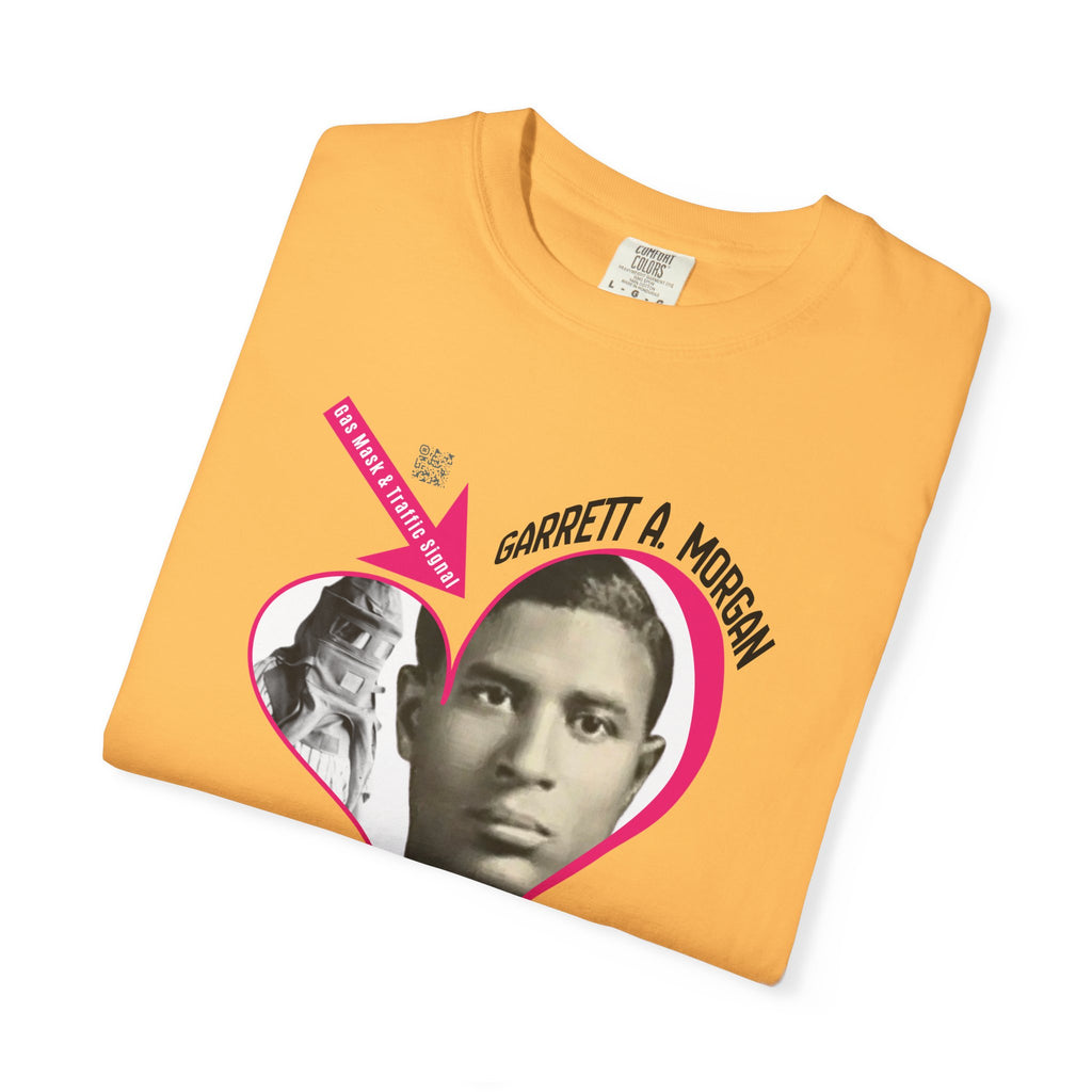 Garrett A. Morgan Oversize Heart Tribute Tee — Inventor of Traffic Signal & Gas Mask with QR Bio