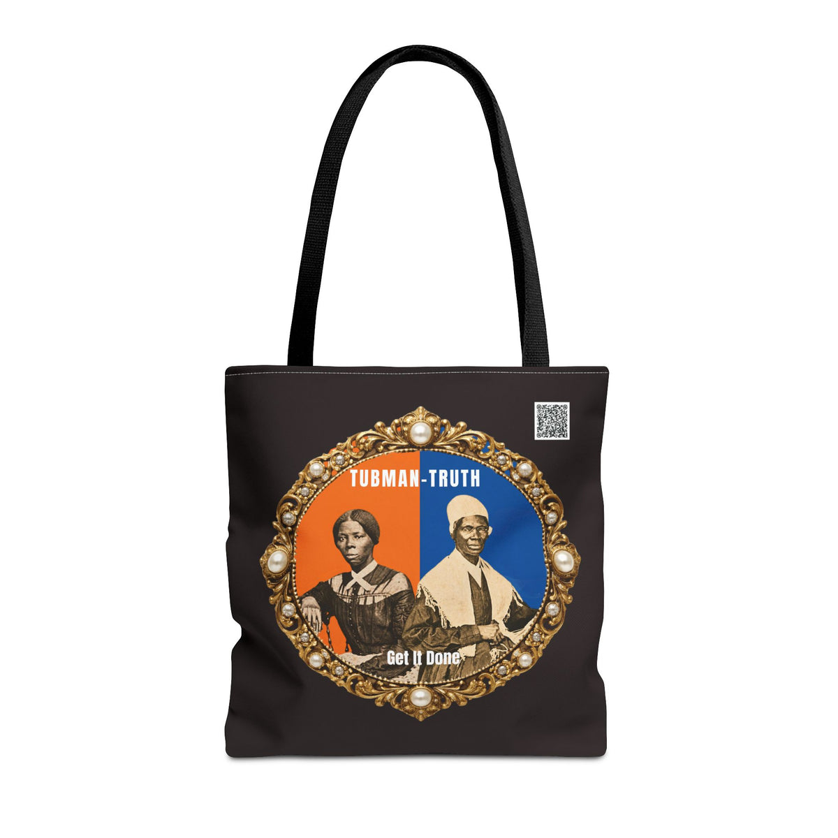 Tubman-Truth Brooch Graphic Tote Bag (Black)