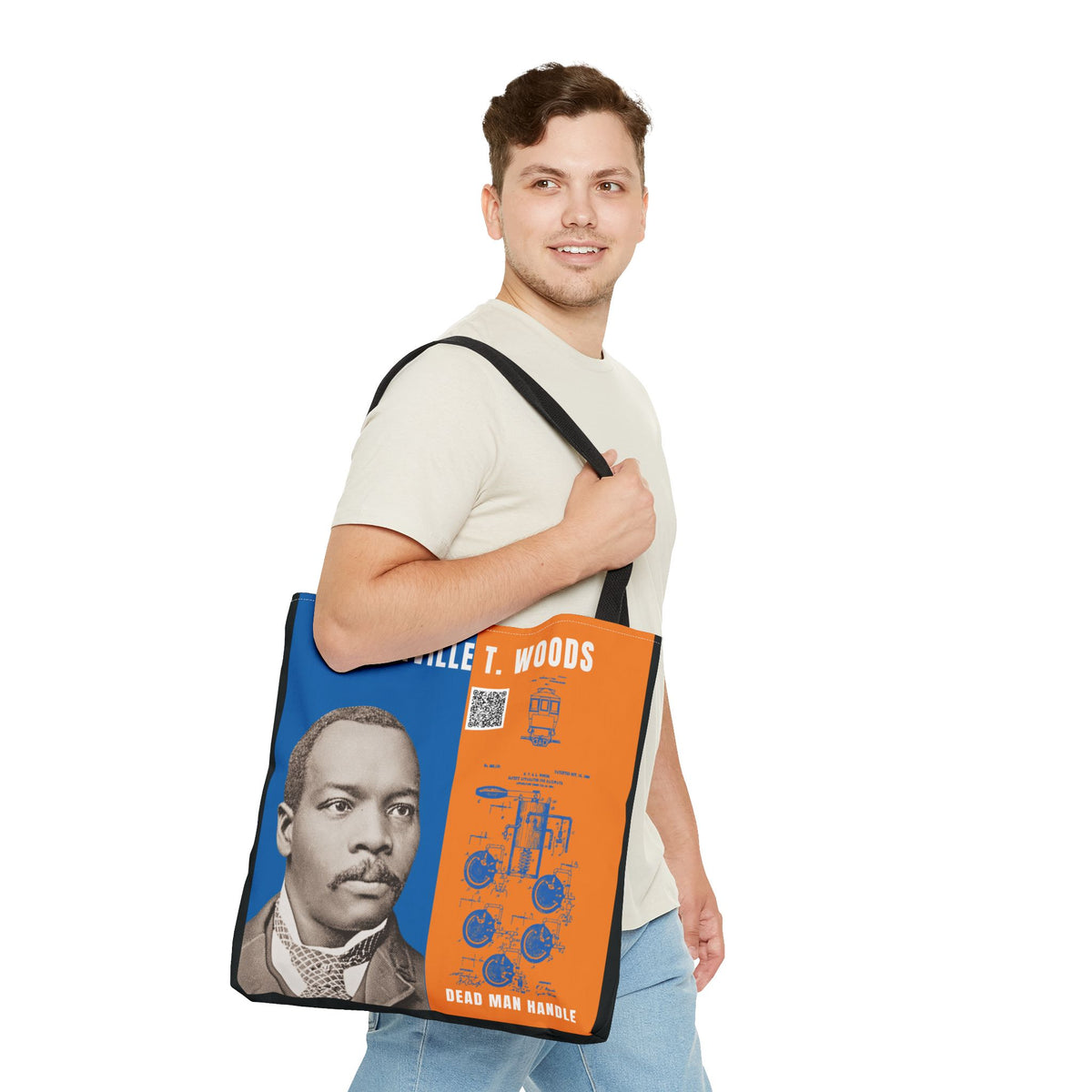 Granville T. Woods Historical Portrait Tote Bag -Turquoise (City Champs)