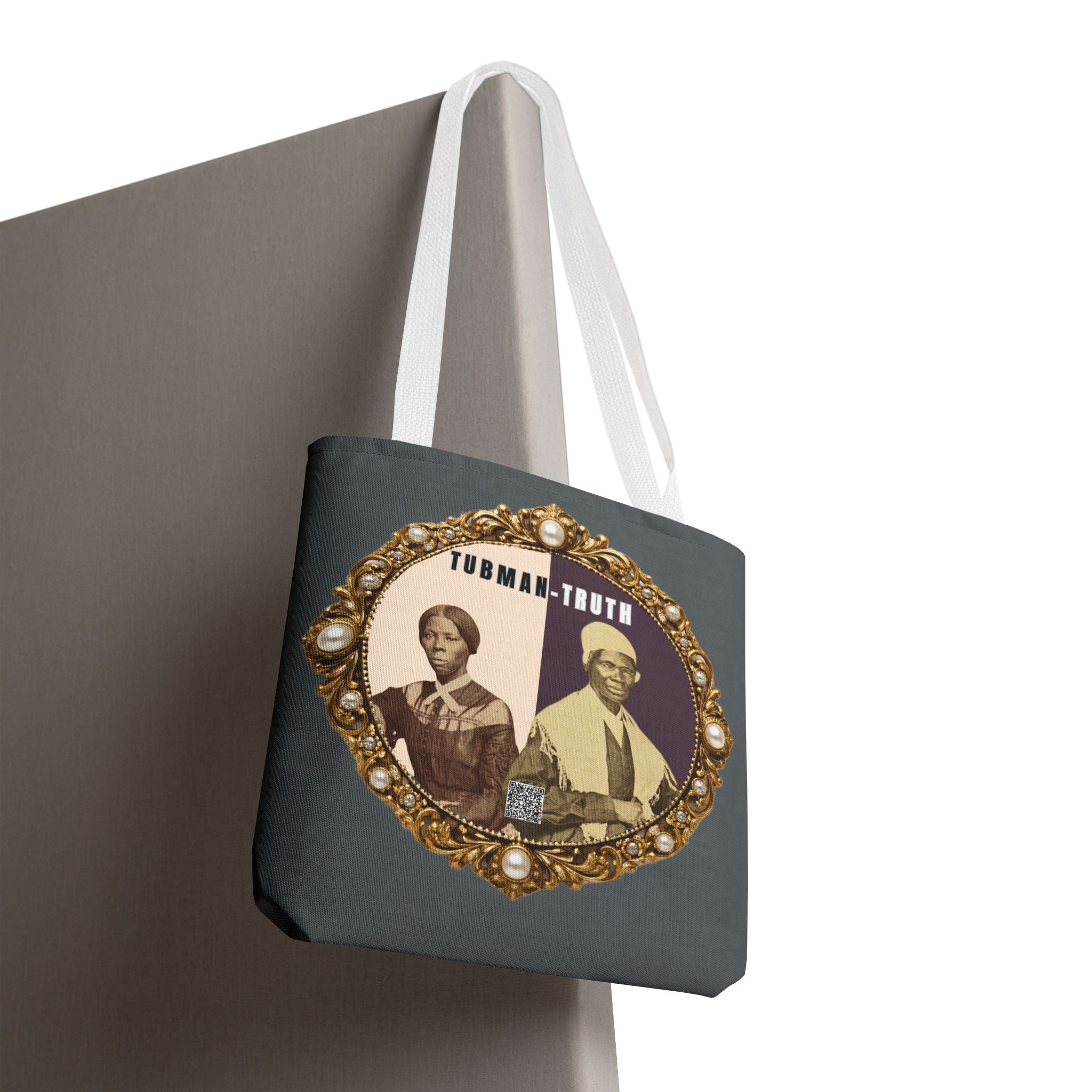 Tubman-Truth Brooch Graphic Tote Bag (Dark grey)