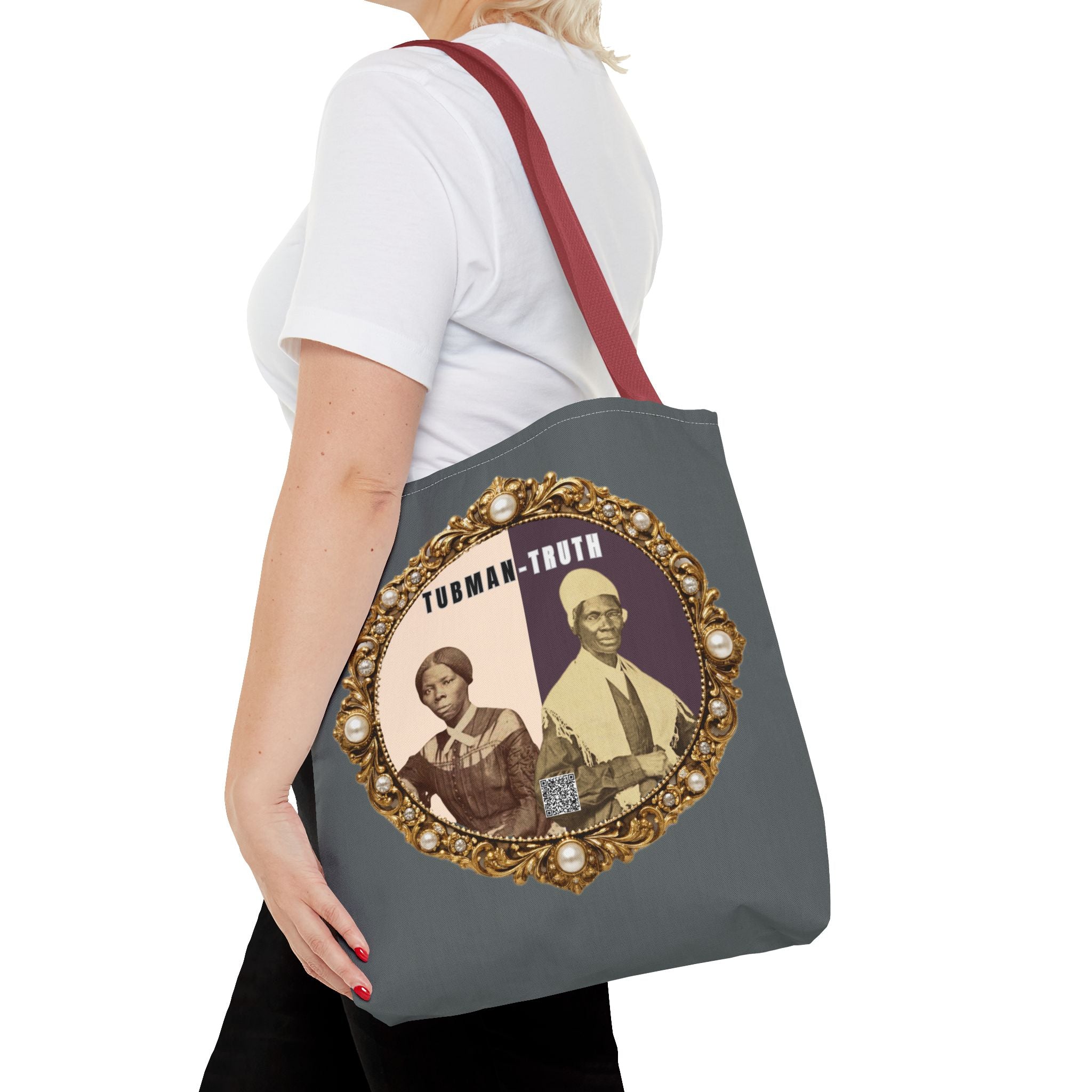 Tubman-Truth Brooch Graphic Tote Bag (Dark grey)
