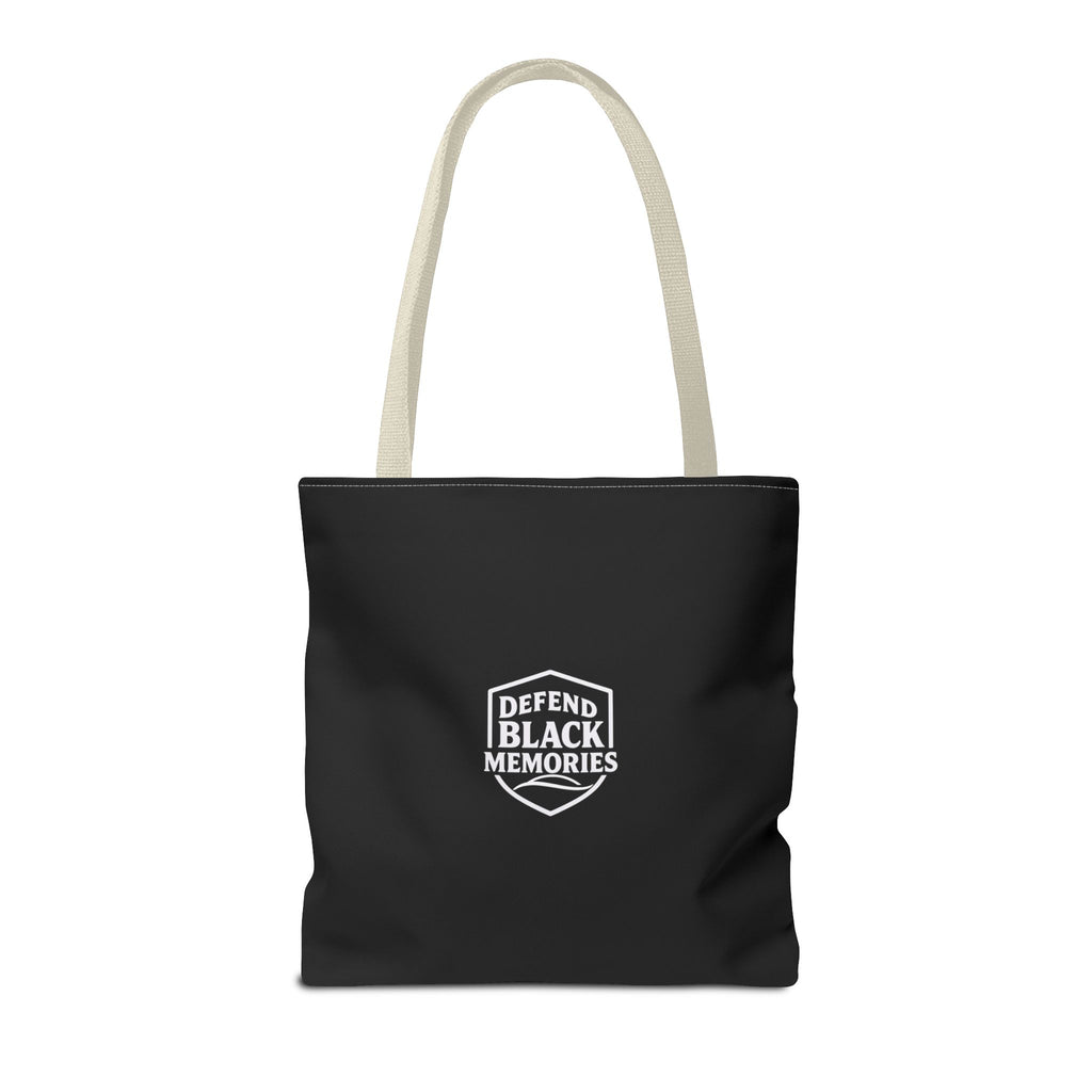 Granville T. Woods Historical Portrait Black Tote Bag (Trans/Dark Cerulean Block)