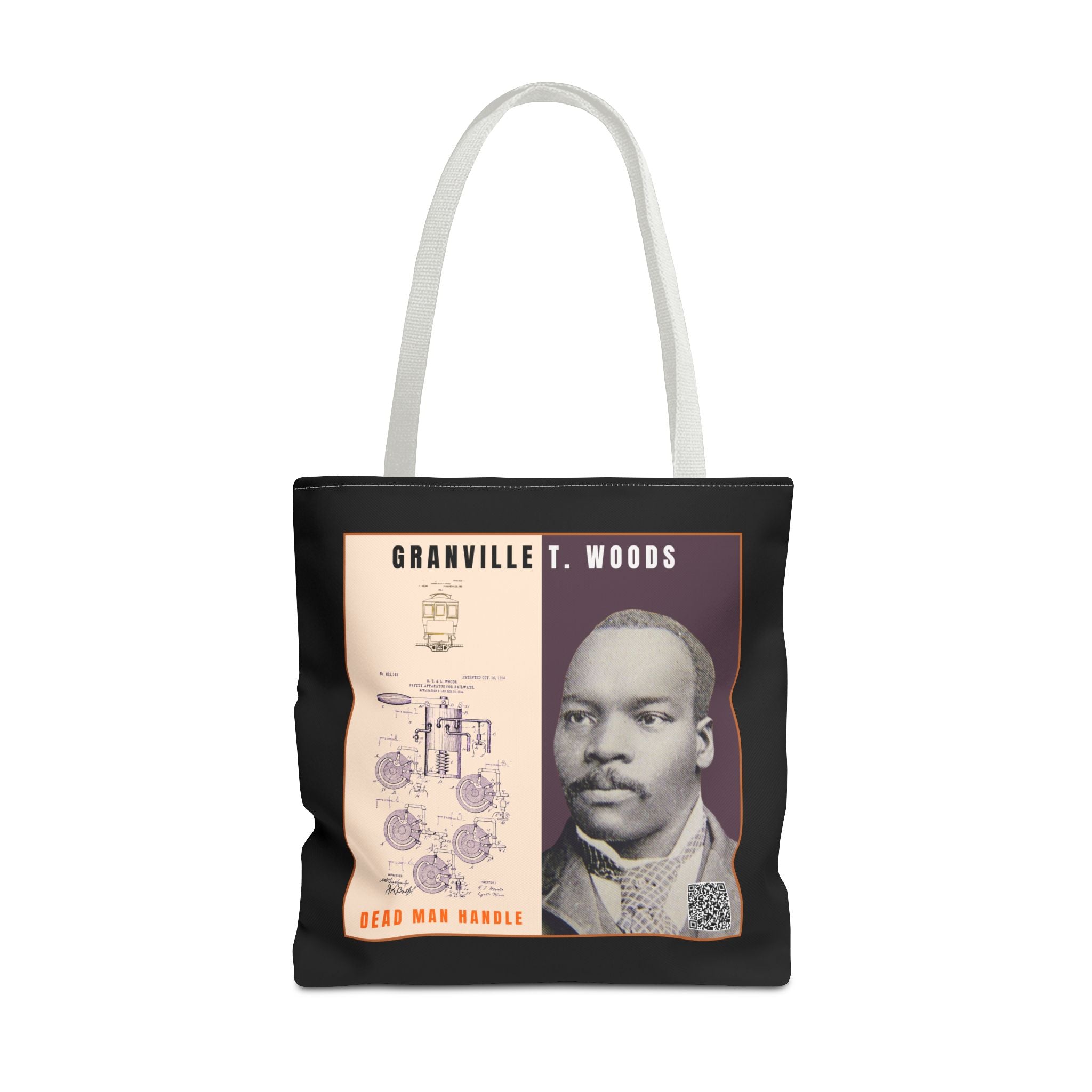 Granville T. Woods Historical Portrait Tote Bag (Black)