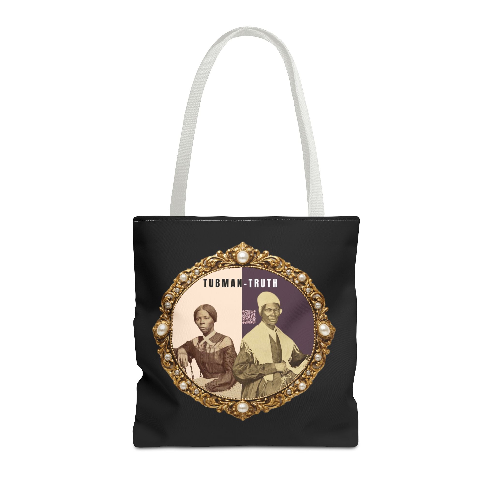 Tubman-Truth Brooch Graphic Tote Bag (Black)