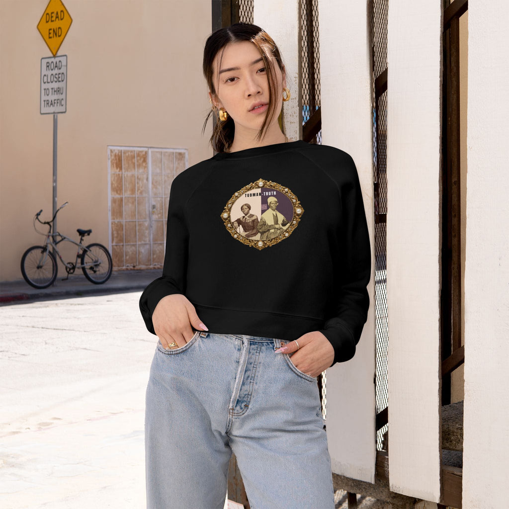 Tubman-Truth, Front Brooch Graphic, Women's Cropped Fleece Pullover