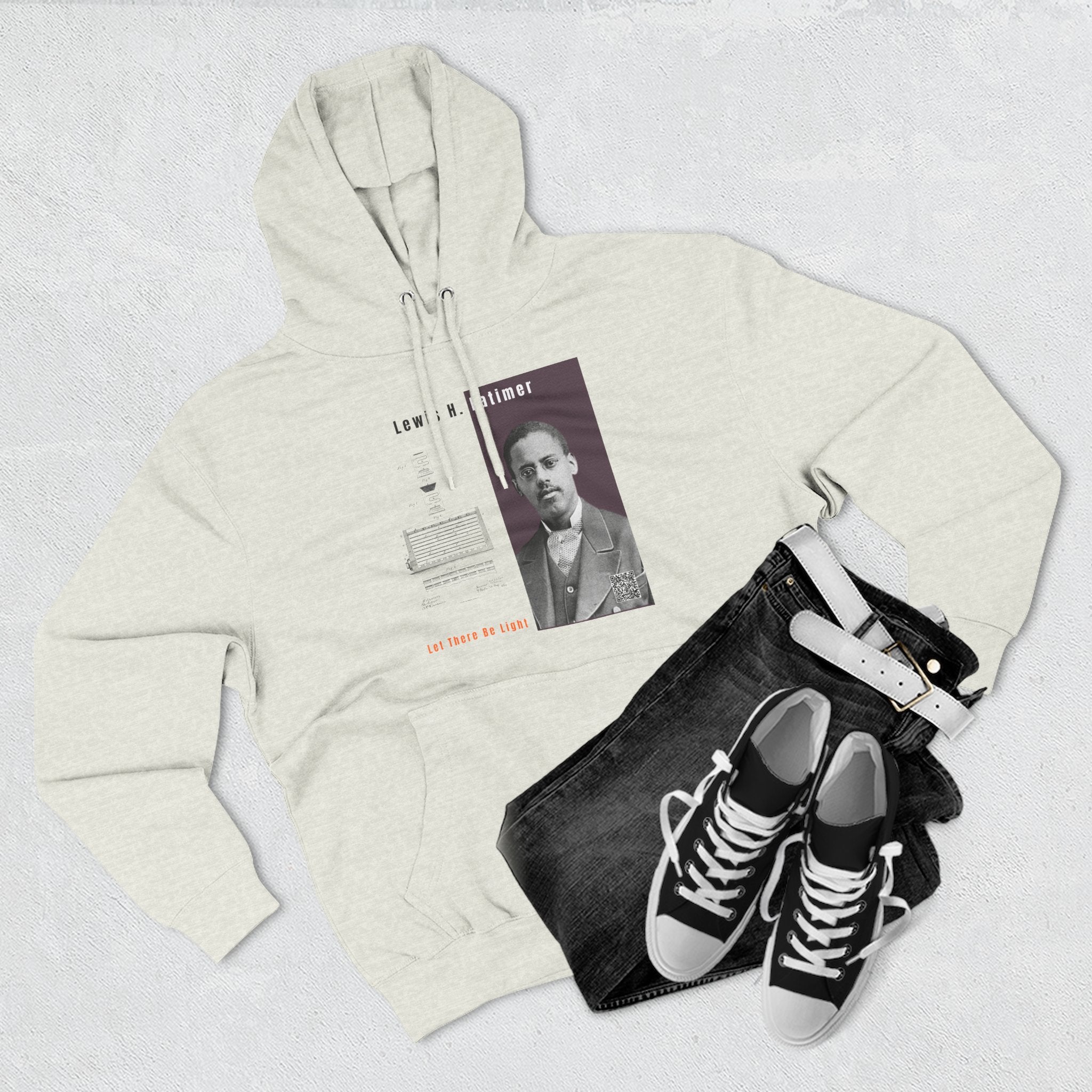 Defend Black Memories: Lewis H. Latimer Three-panel Historical Black Portrait Hoodie