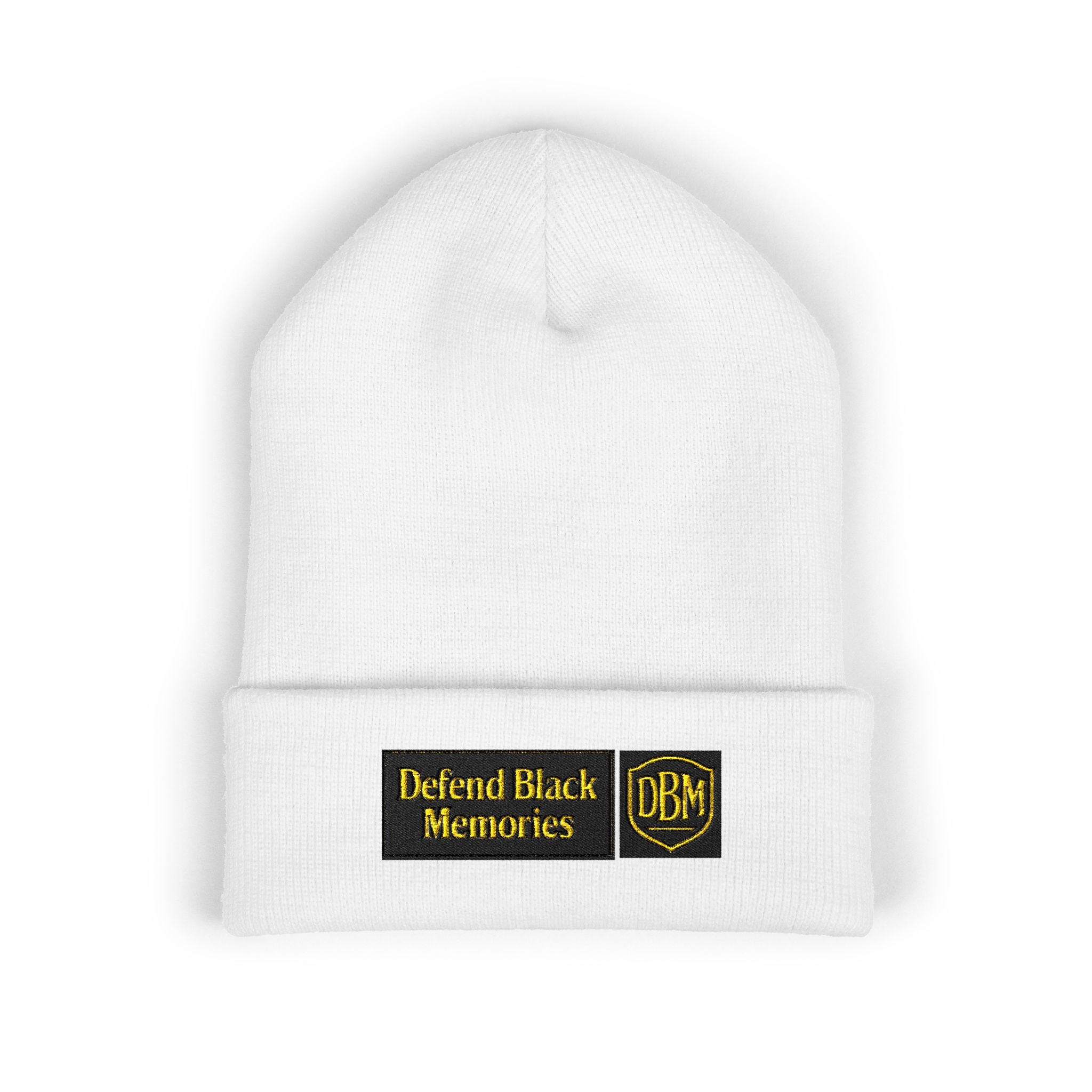 Defend Black Memories Embroidered Cuffed Beanie — Winter Knit Hat