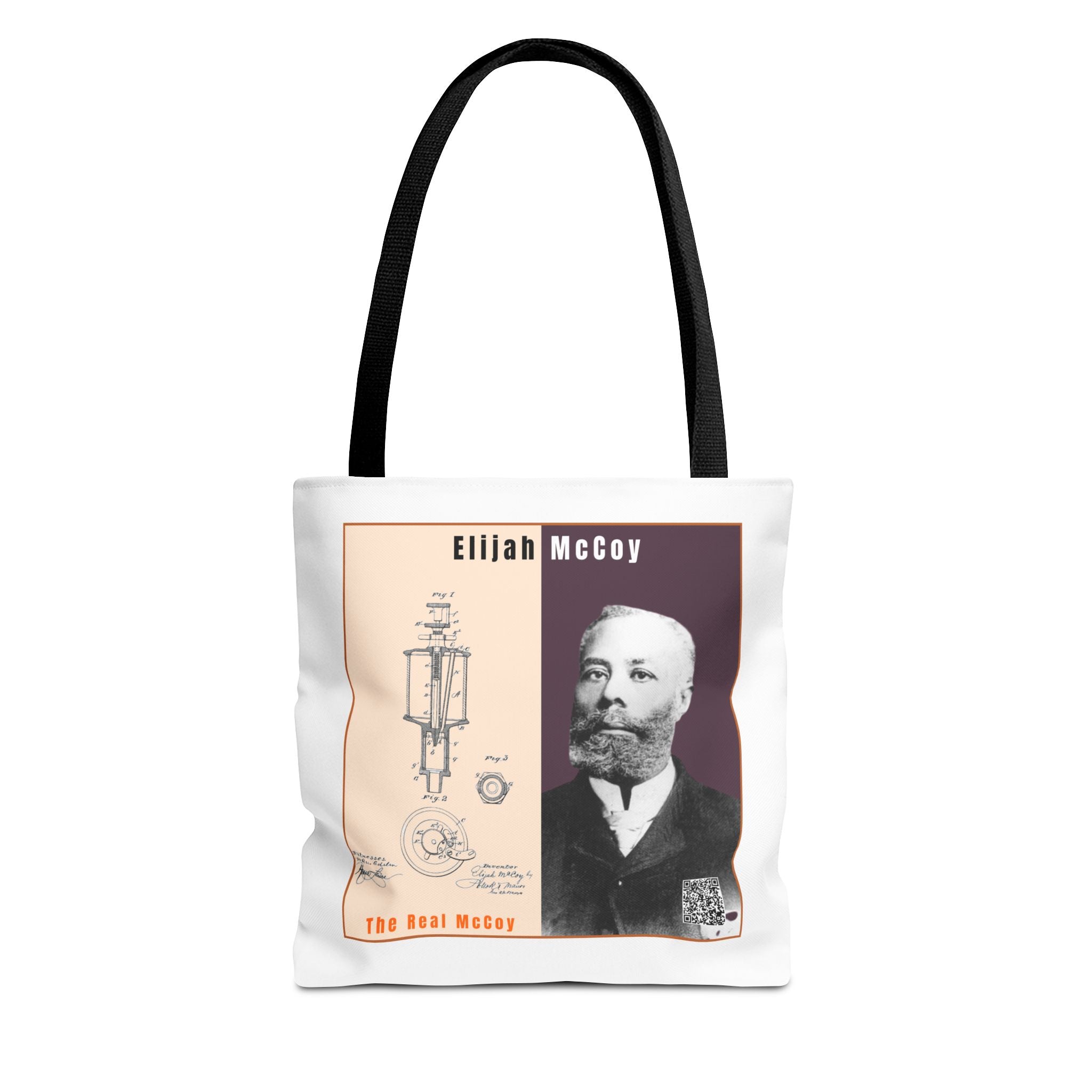 Defend Black Memories: Elijah McCoy Historical Portrait AOP Tote Bag