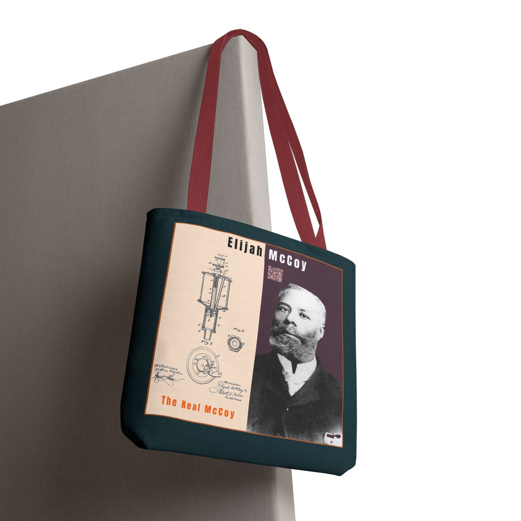 Elijah McCoy 'The Real McCoy' Tote Bag — Inspirational History Tribute (Muted Teal)