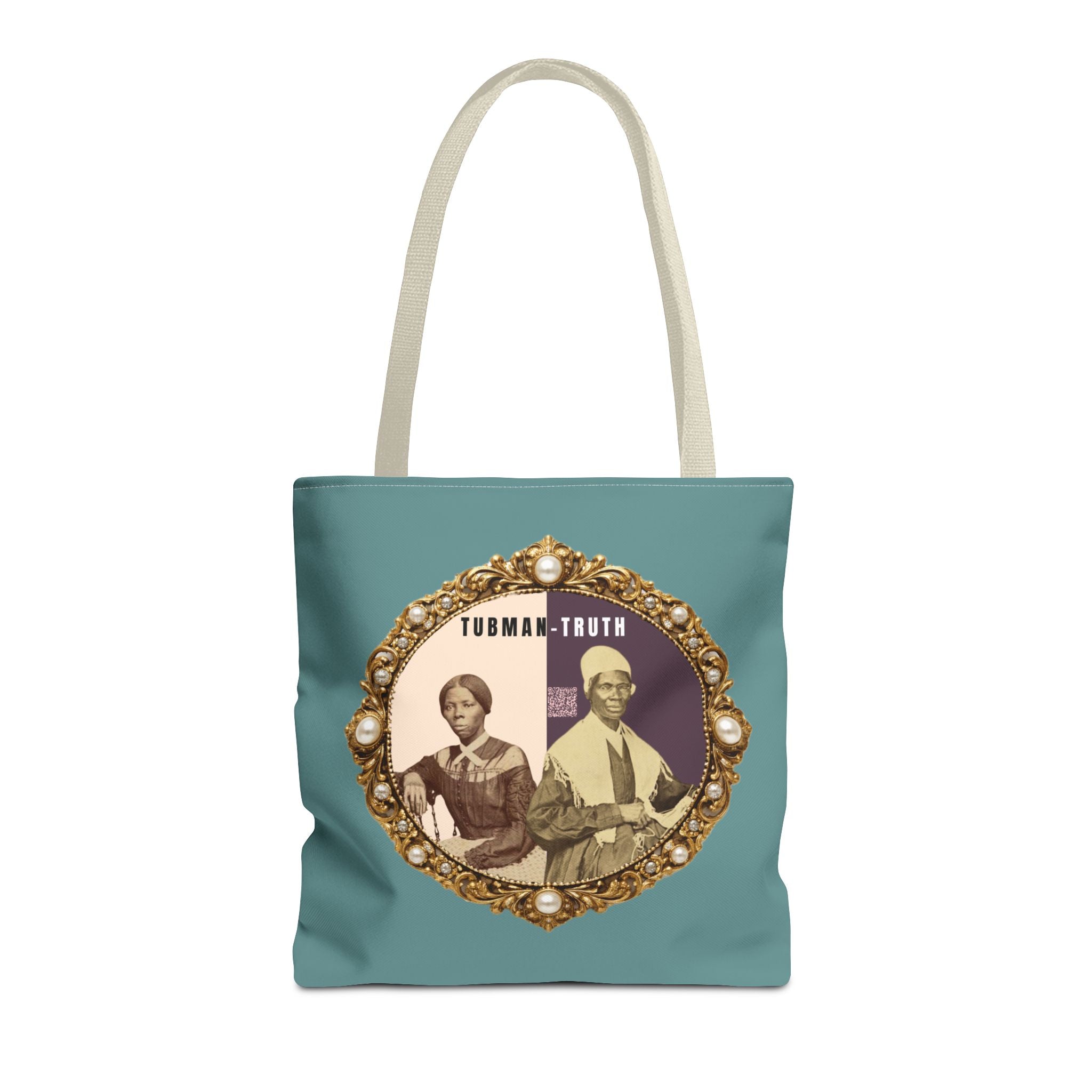 Tubman-Truth Brooch Graphic Tote Bag (Dark Teal)