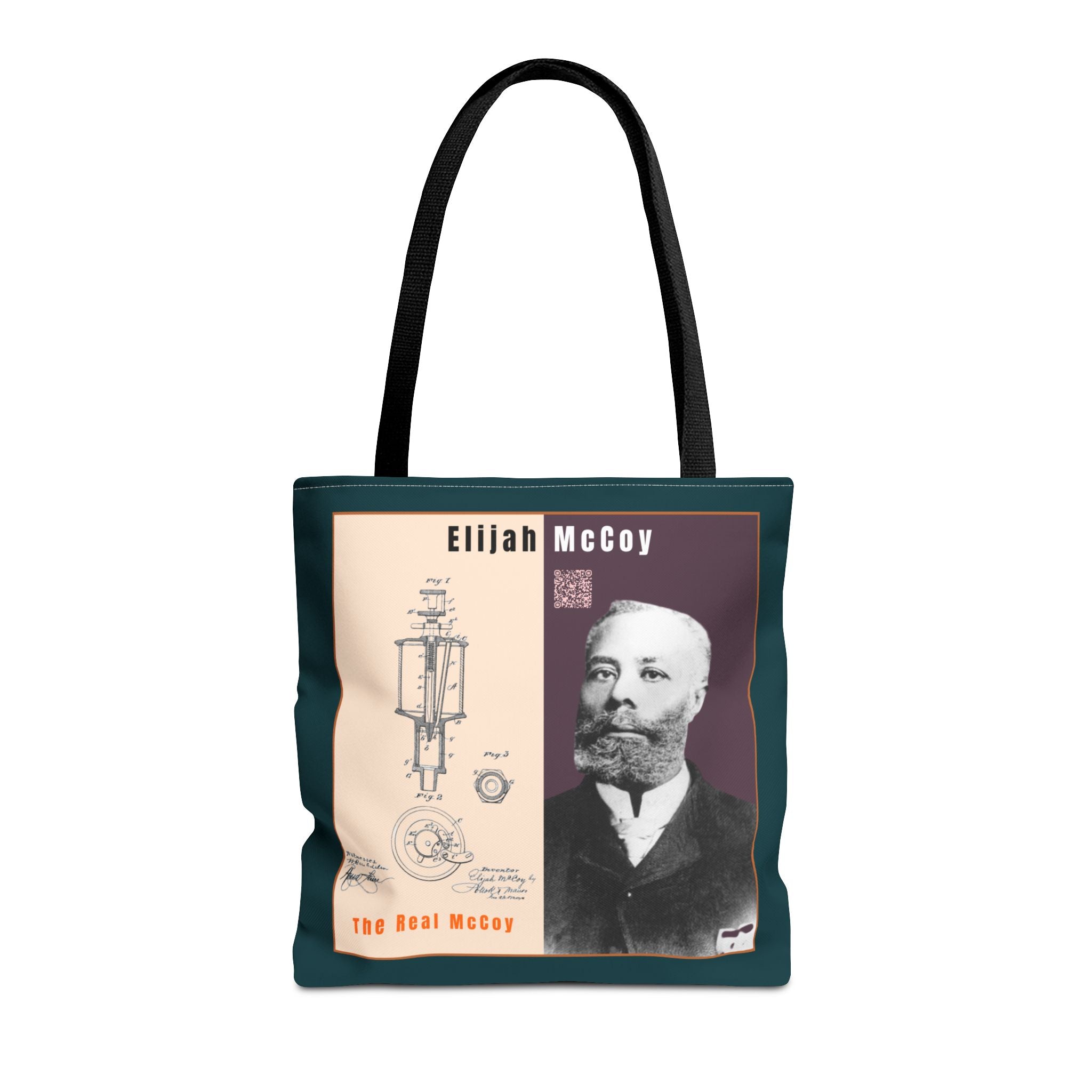 Elijah McCoy 'The Real McCoy' Tote Bag — Inspirational History Tribute (Muted Teal)