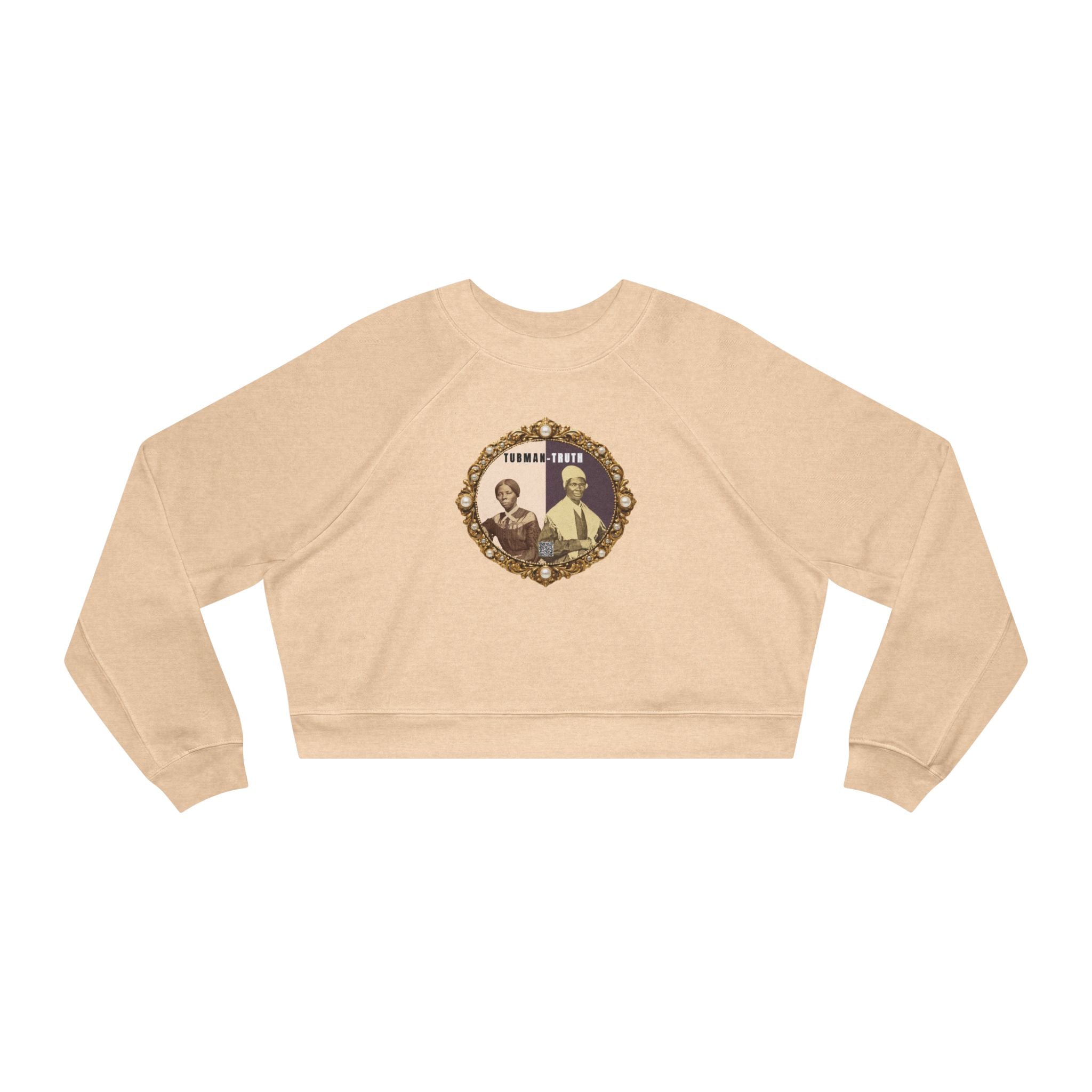 Tubman-Truth, Front Brooch Graphic, Women's Cropped Fleece Pullover